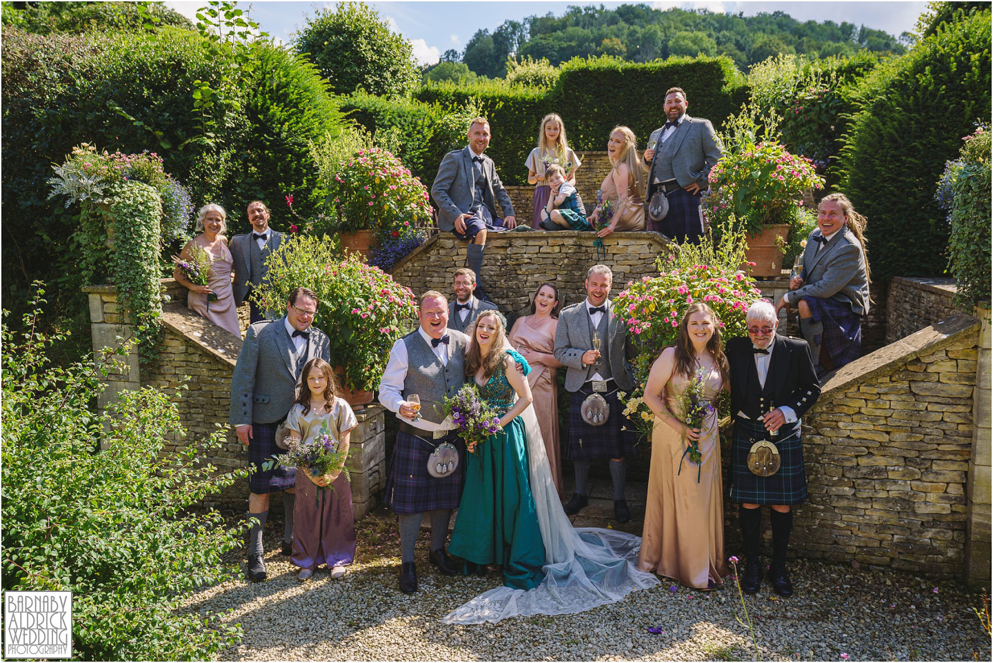 Owlpen Manor Wedding party photo, Owlpen Manor Cotswolds Wedding Photographer, Owlpen Manor Wedding, Owlpen Manor