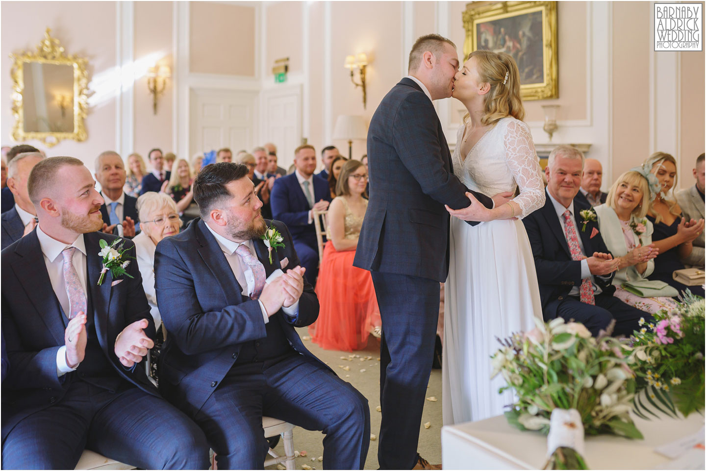 Wedding civil ceremony photography at Bowcliffe Hall in Yorkshire
