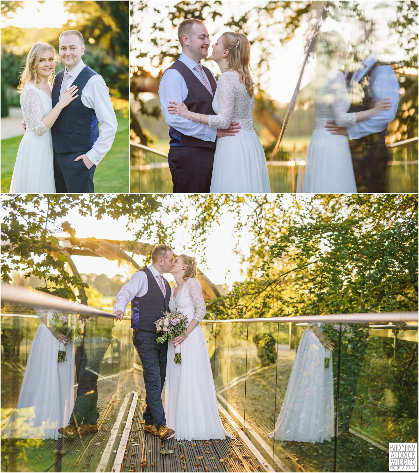 Golden hour wedding photos at Bowcliffe hall in Yorkshire