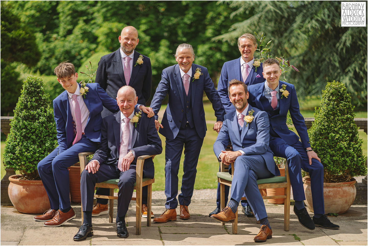 Goldborough Hall Knaresborough Wedding groomsmen group photography