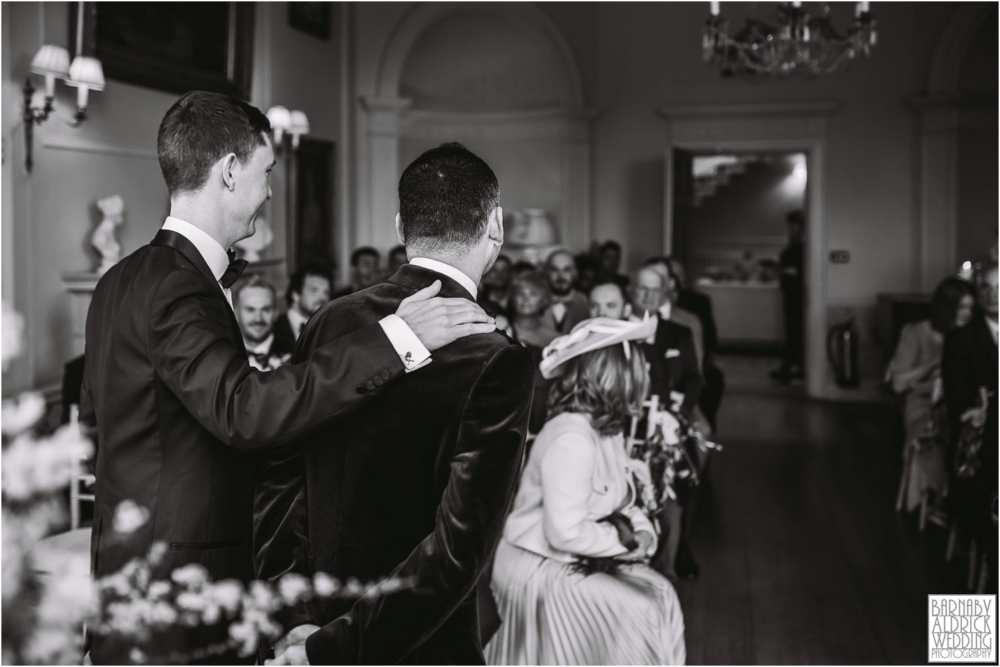 A moment before the civil wedding ceremony at Middleton Lodge main house wedding