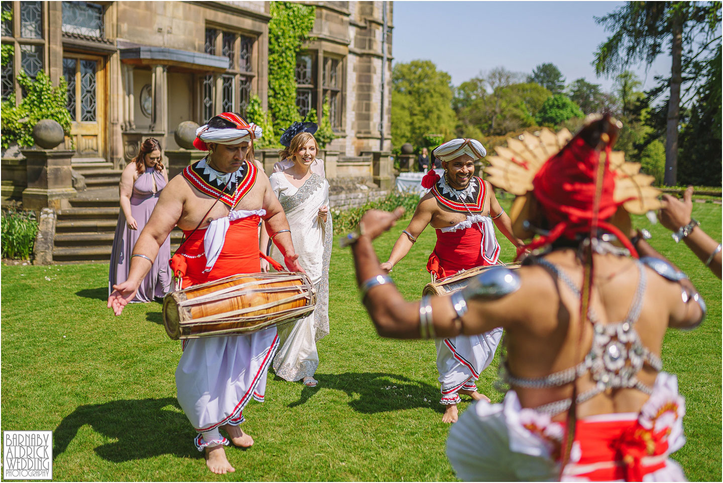 Sri Lankan entrance wedding photos at Thornbridge Hall in Derbyshire