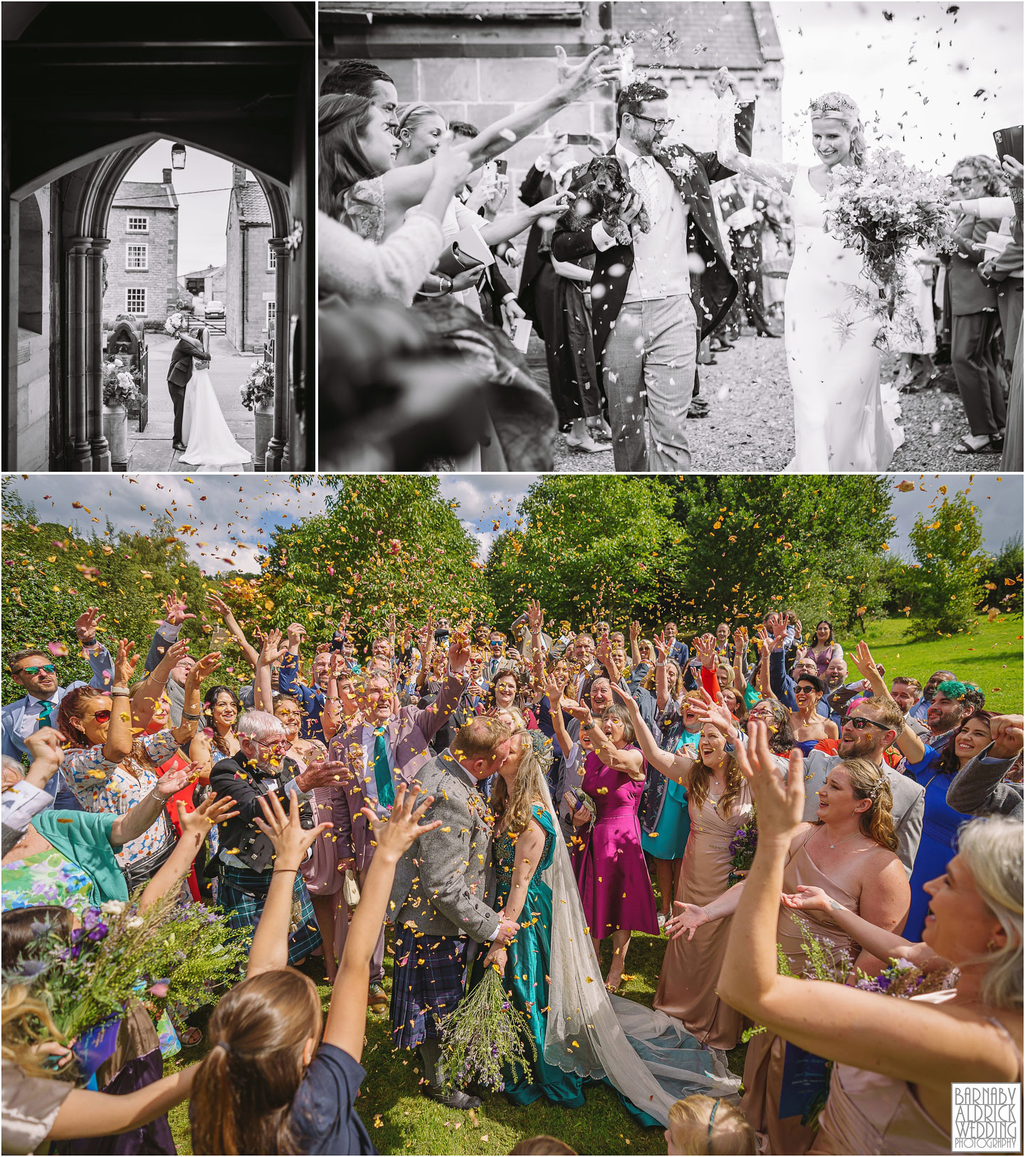 Confetti wedding photos at Owlpen Manor in The Cotswolds