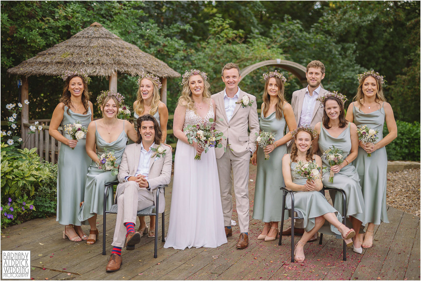 Relaxed wedding group pictures at Crimple Hall near Harrogate by Yorkshire Wedding Photographer Barnaby Aldrick