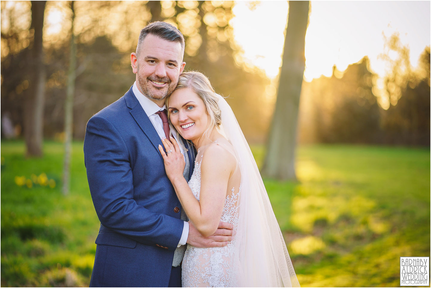 Golden Hour Wedding coupe photos at Meols Hall near Southport