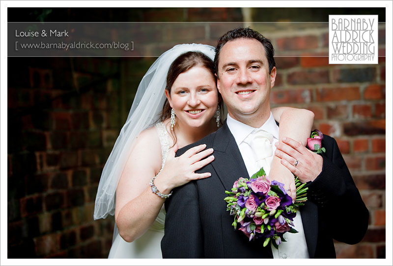 Relaxed portrait of a bride and groom at their wedding at historic wedding venue Woodlands Hotel between Gildersome and Leeds in Yorkshire