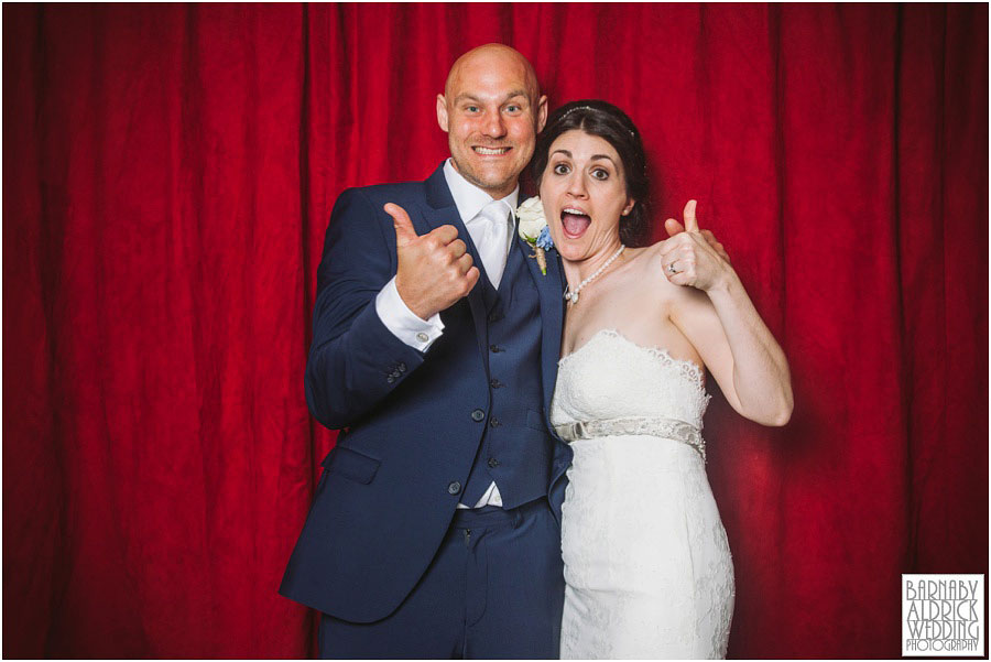 A fun wedding photo of a bride and groom at Wood Hall Hotel and Spa near Wetherby in North Yorkshire