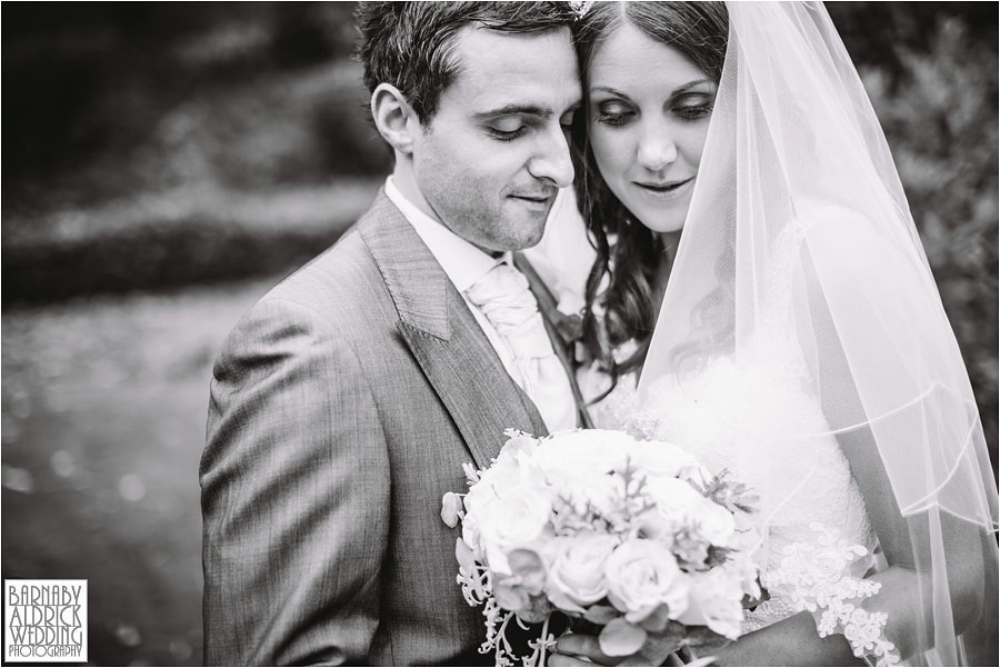 A romantic wedding photo of a bride and groom at Wood Hall Hotel and Spa near Wetherby in North Yorkshire