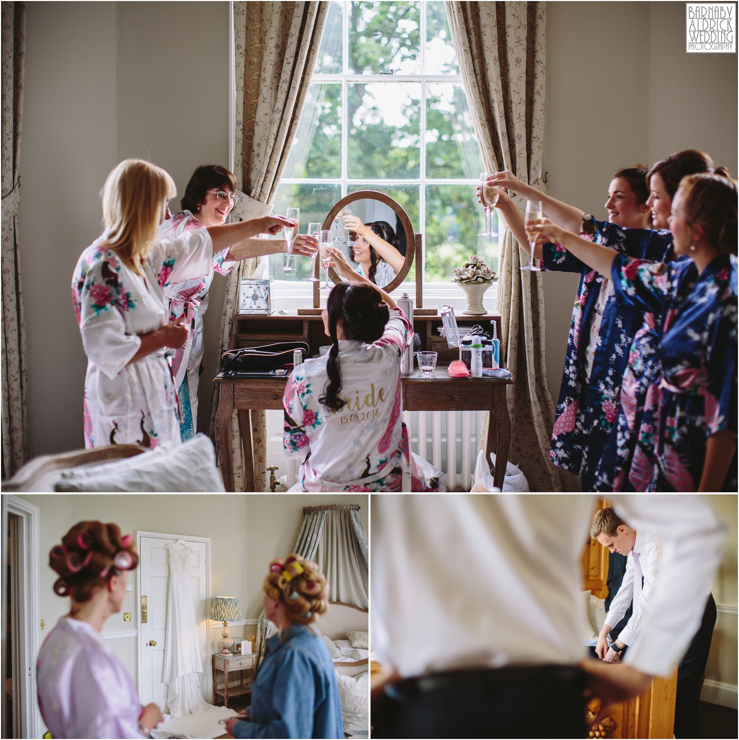 Bridal preparations in the oak room at Middleton Lodge