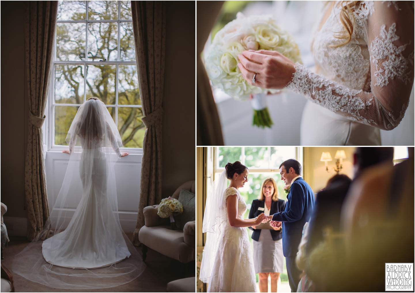 Photographs of a bride before the wedding ceremony at Middleton Lodge