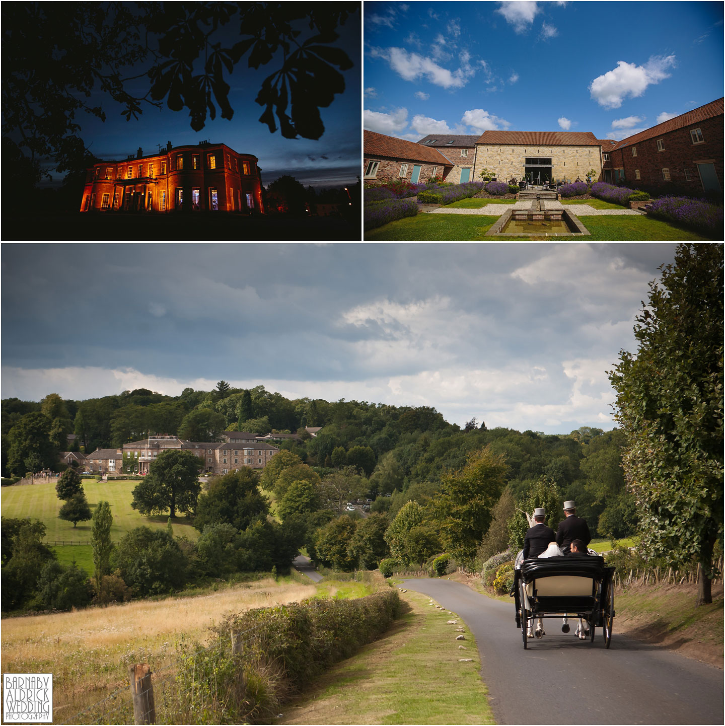 Photography of three wonderful Yorkshire wedding venues Rudding Park Priory Cottages and Wood Hall