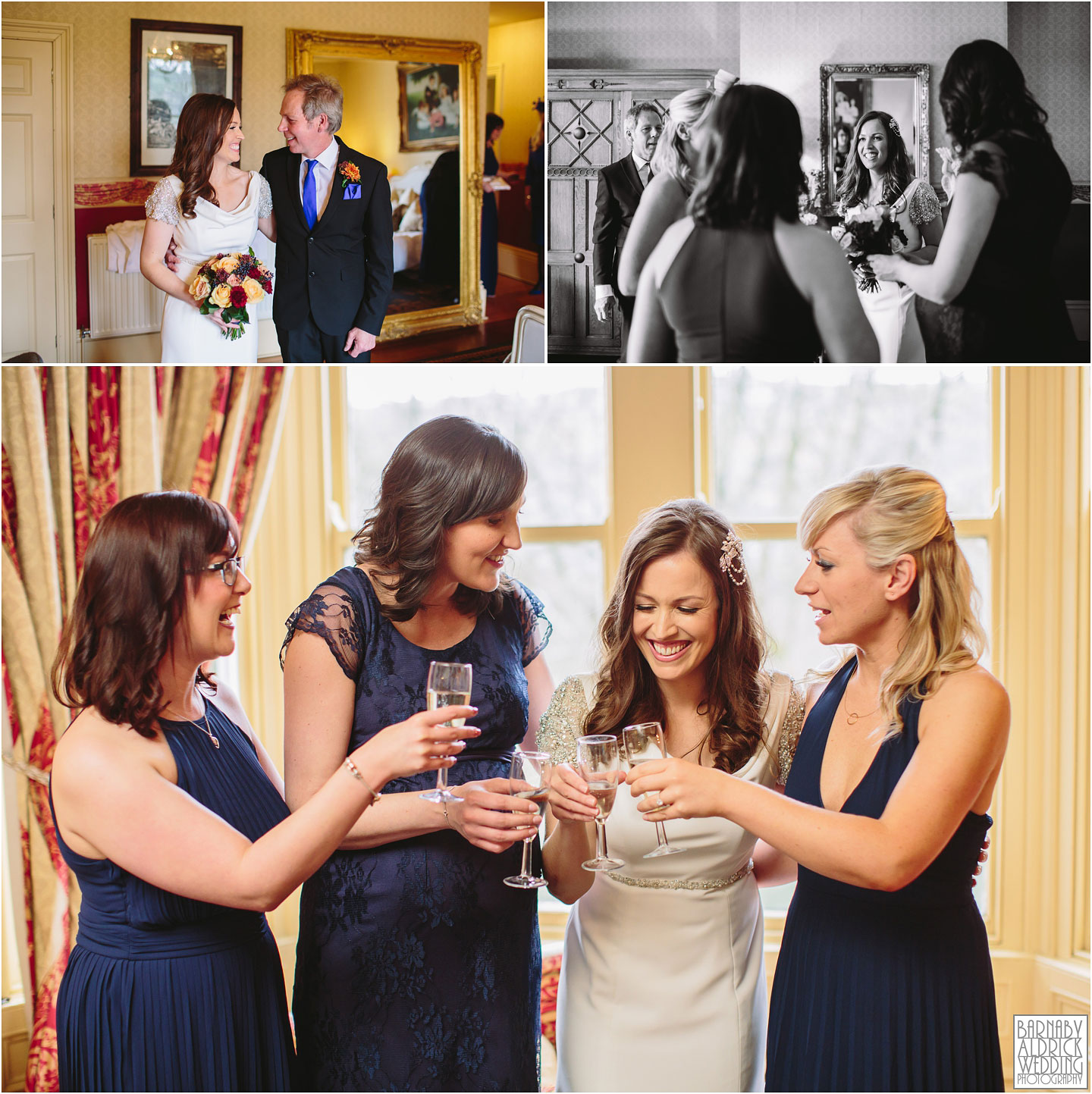 A Crow Hill photo of bridal preparations in Marsden at a Spring Wedding at a West Yorkshire Country House by Photographer Barnaby Aldrick