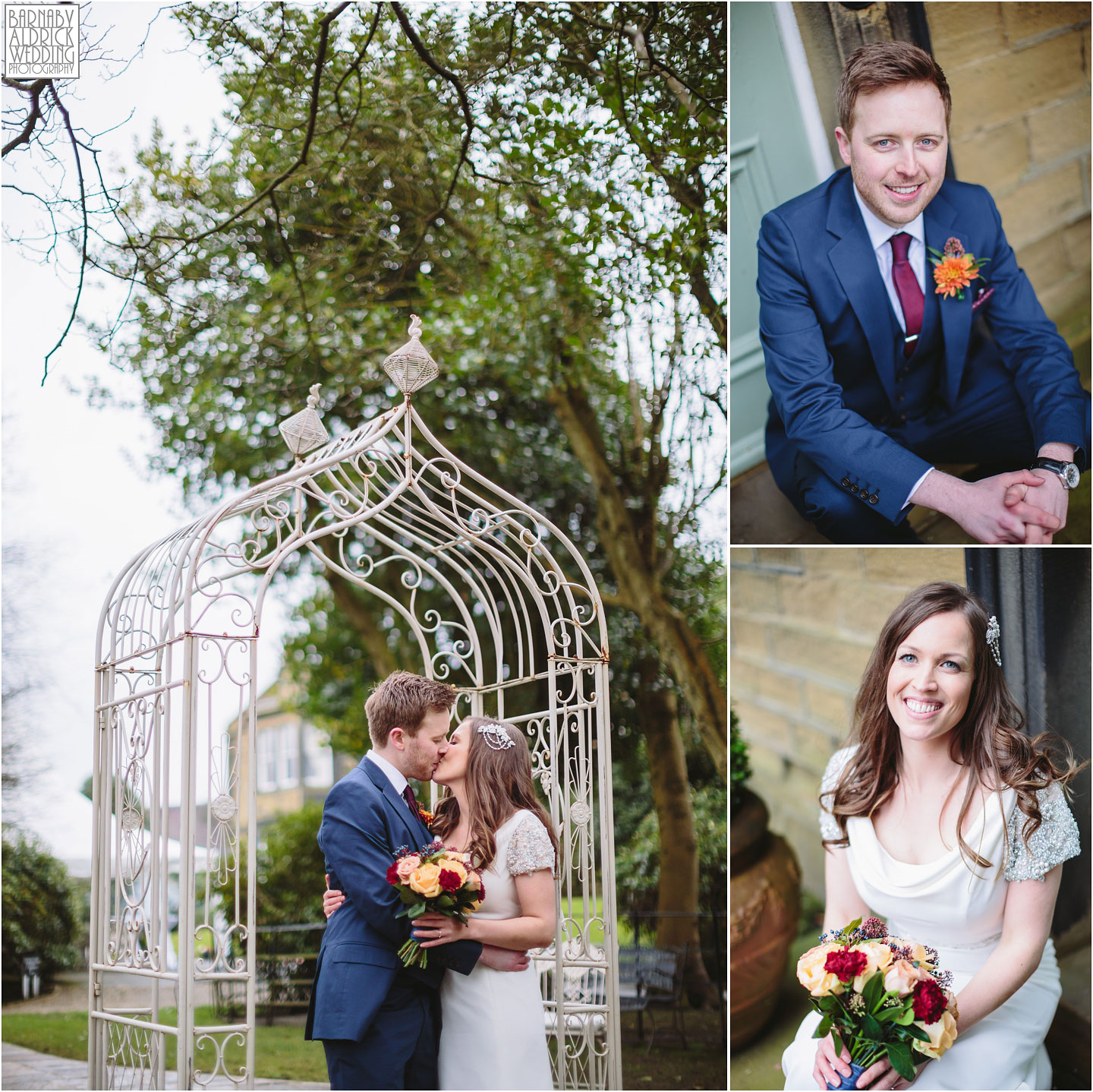 Wedding portraits of a happy couple at Crow Hill a Marsden West Yorkshire Country House by Photographer Barnaby Aldrick