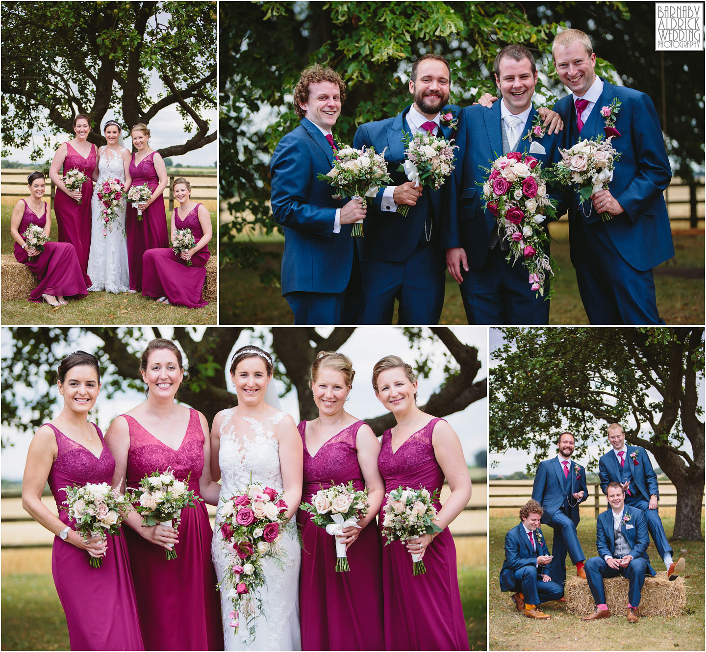 Bridal party portraits at at Barmbyfields Barn wedding venue near York