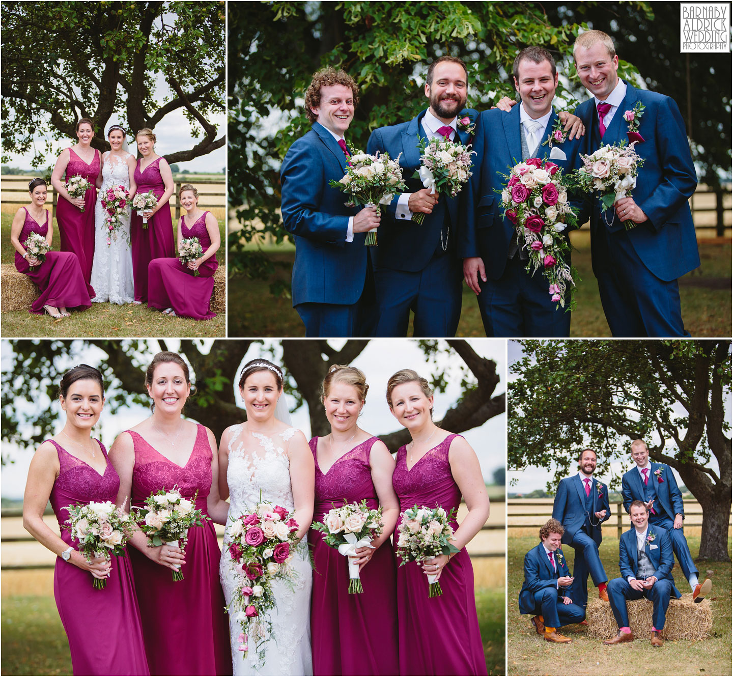 Bridal party portraits at at Barmbyfields Barn wedding venue near York