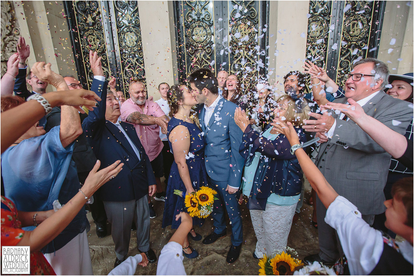 Wedding confetti Photo at Leeds Town Hall in the City centre