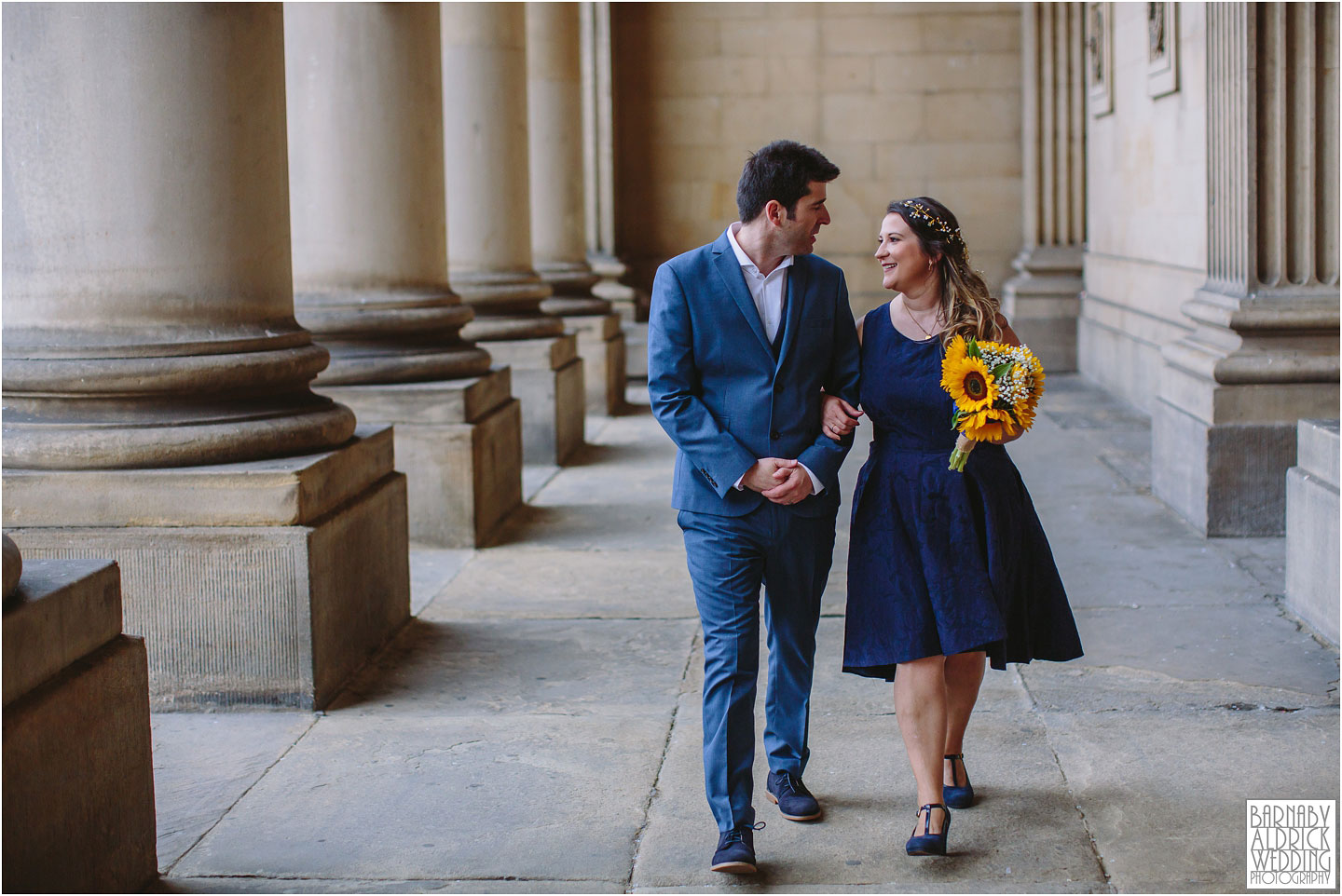 Wedding portraits at Leeds Town Hall portico