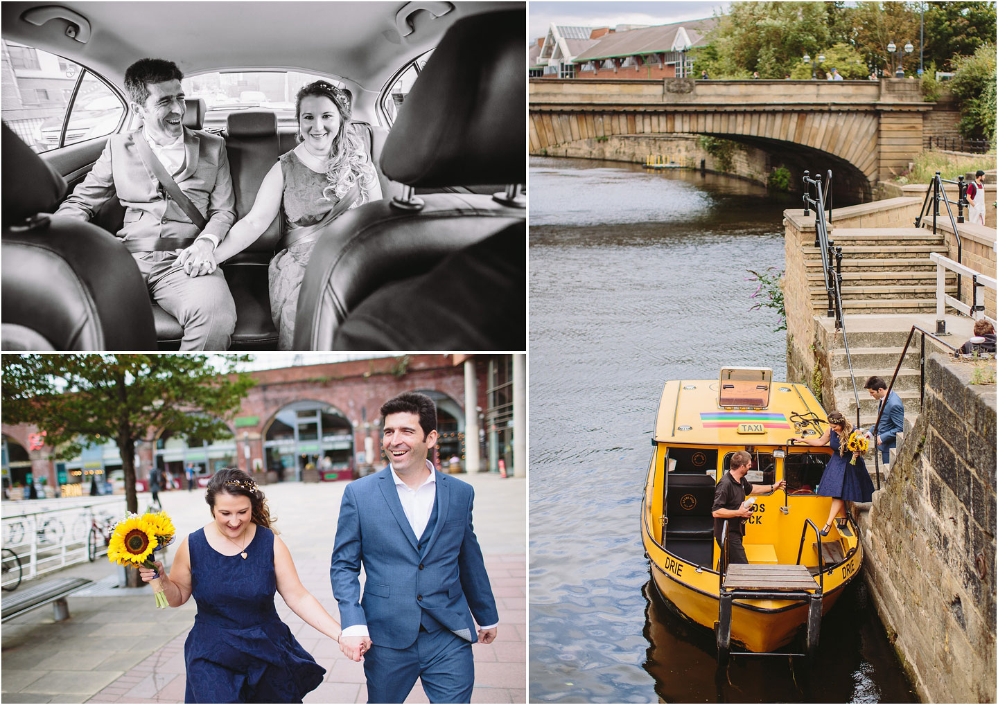 Wedding Photography on the River Aire Water Taxi in Leeds