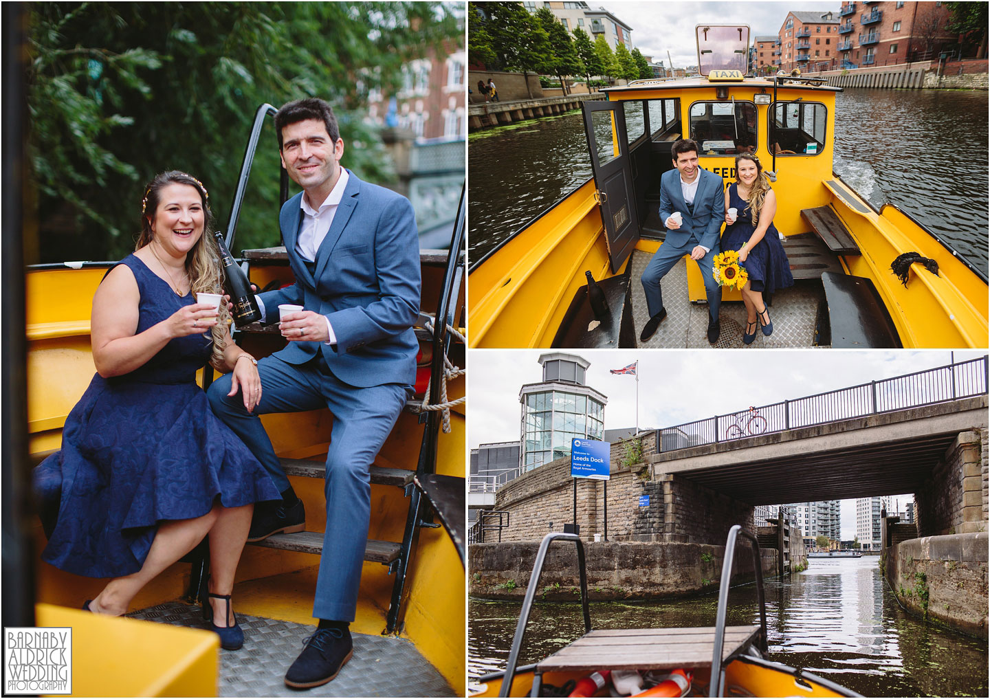 Wedding Photos on the River Aire Water Taxi in Leeds