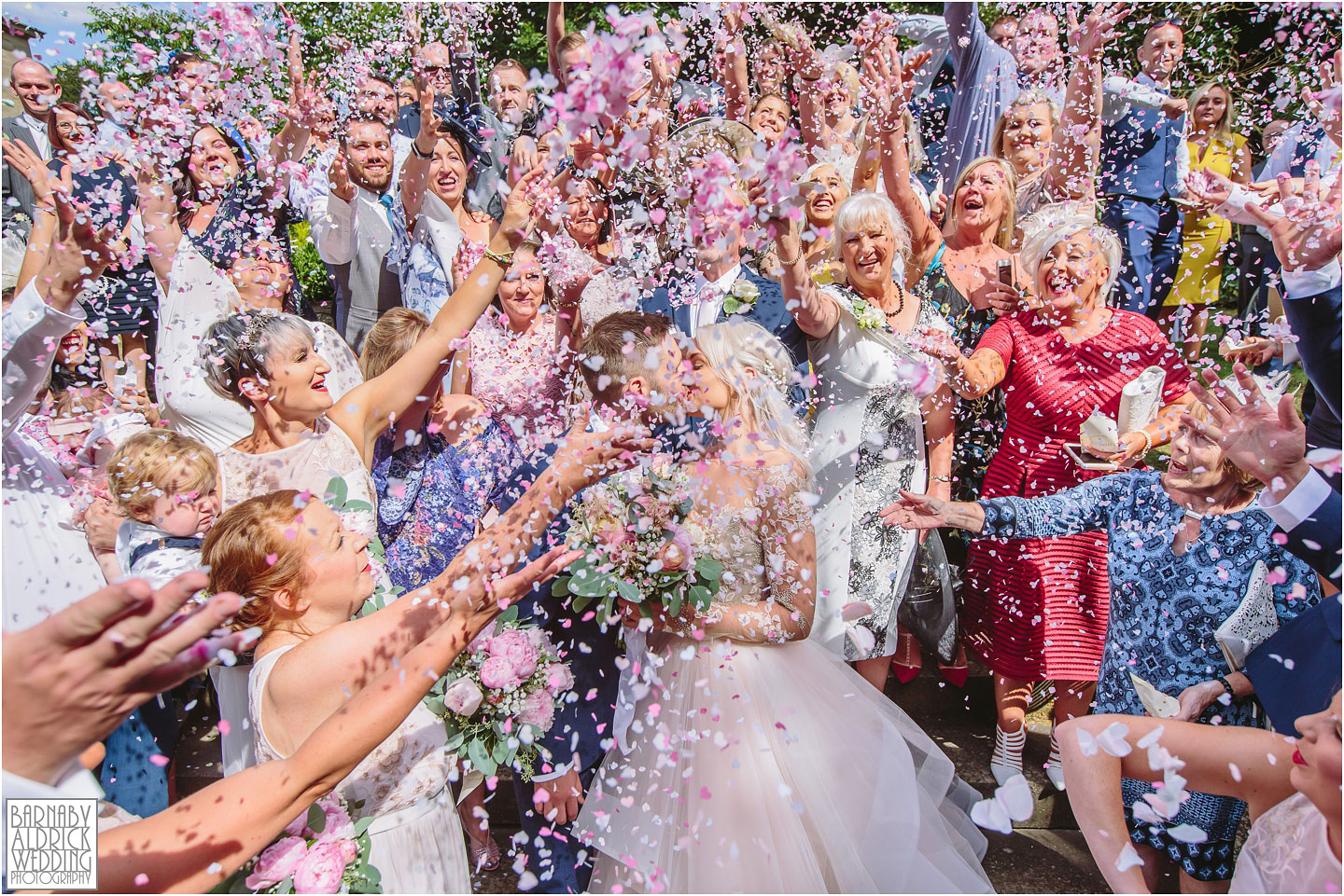 Confetti photo at Saltmarshe Hall Wedding Photos, Wedding photography at Saltmarshe Hall, East Yorkshire Wedding Photos