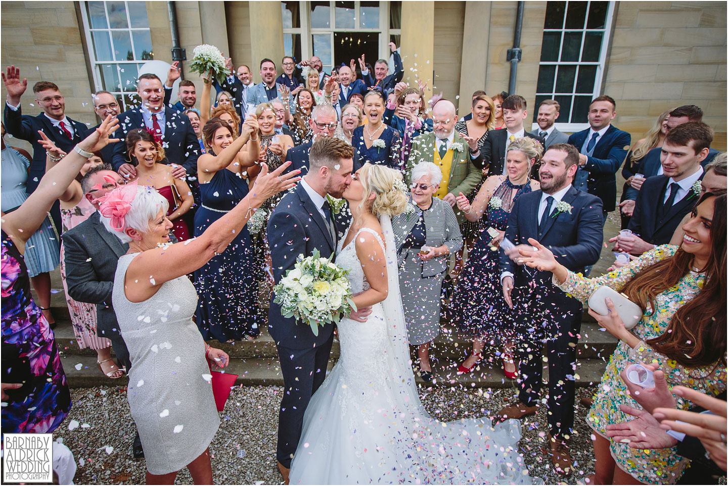 Confetti photo at Saltmarshe Hall Wedding Photos, Wedding photography at Saltmarshe Hall, East Yorkshire Wedding Photos