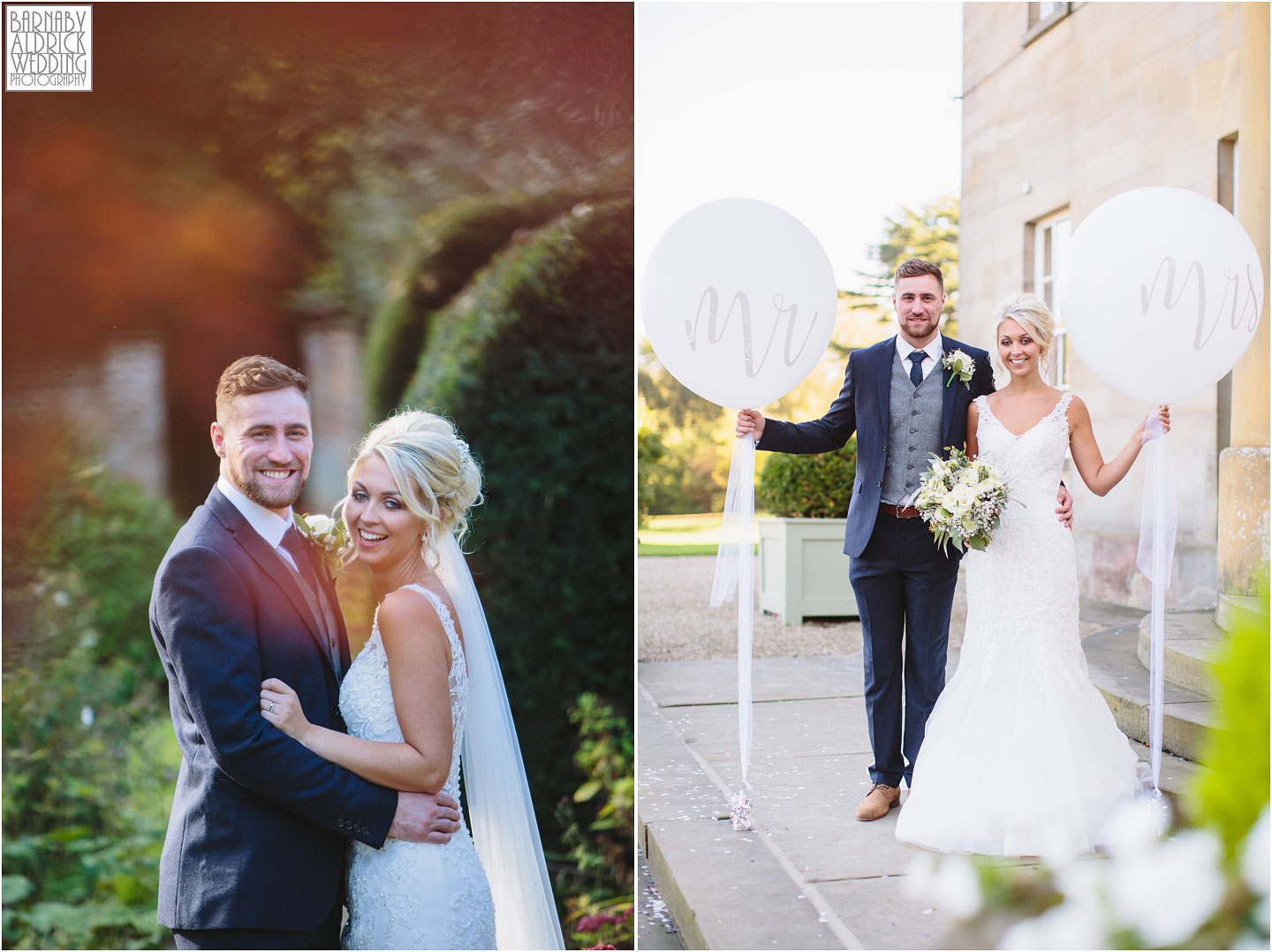 Bride and groom balloon photos at Saltmarshe Hall Wedding Photos, Wedding photography at Saltmarshe Hall, East Yorkshire Wedding Photos