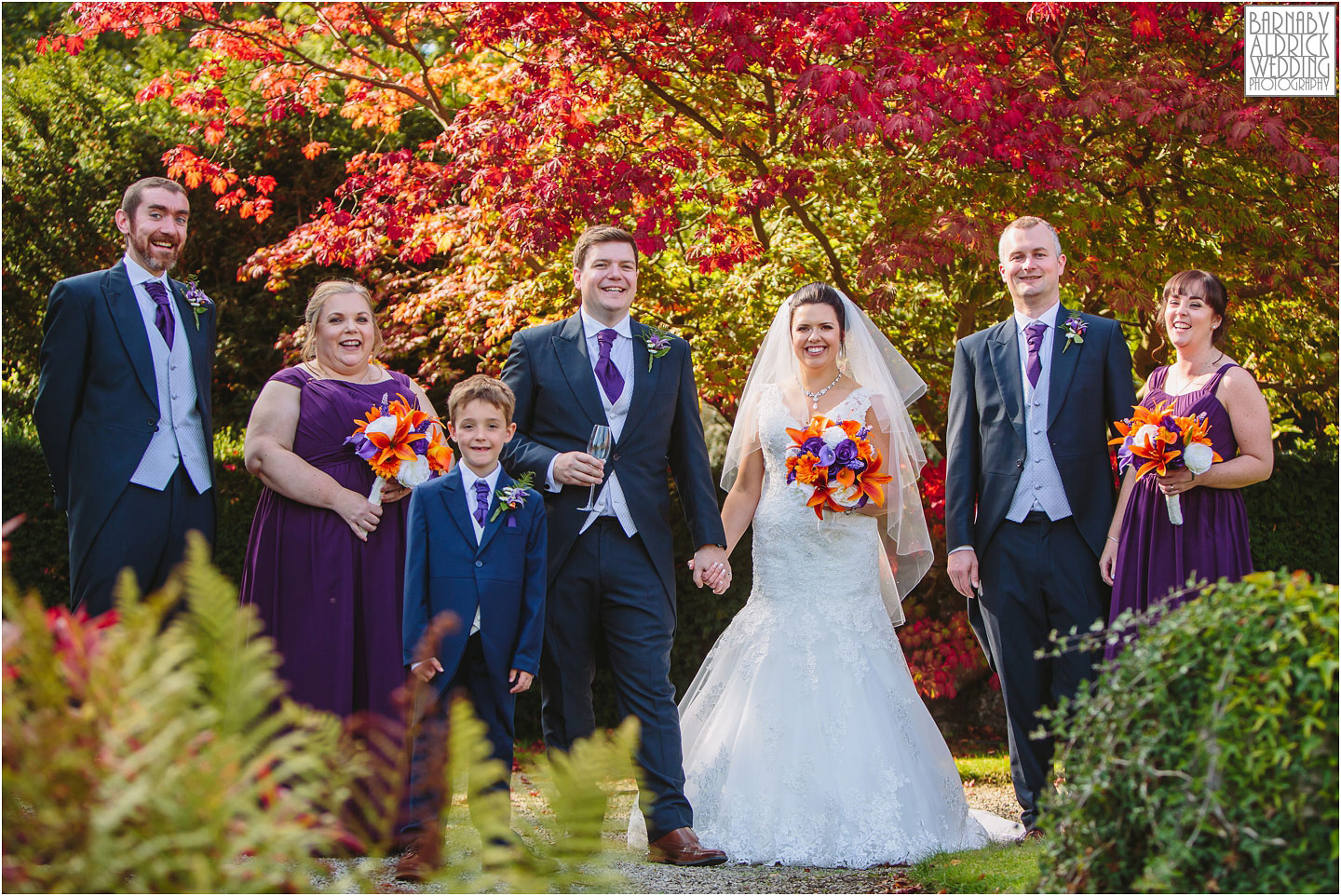 Autumnal Wedding party photos at Thornbridge Hall Derbyshire Wedding Photos, Thornbridge Hall Wedding Photography, Autumnal Derbyshire Wedding, Derbyshire Wedding Photographer