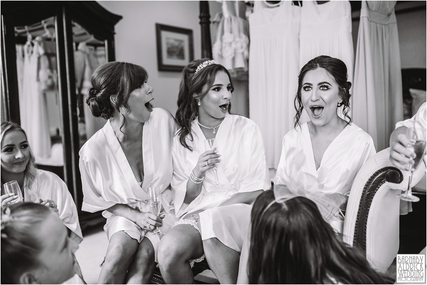 Fun bridal party moment at Denton Hall, Amazing Ilkley Wedding Photos, Best Yorkshire Wedding Photos 2018