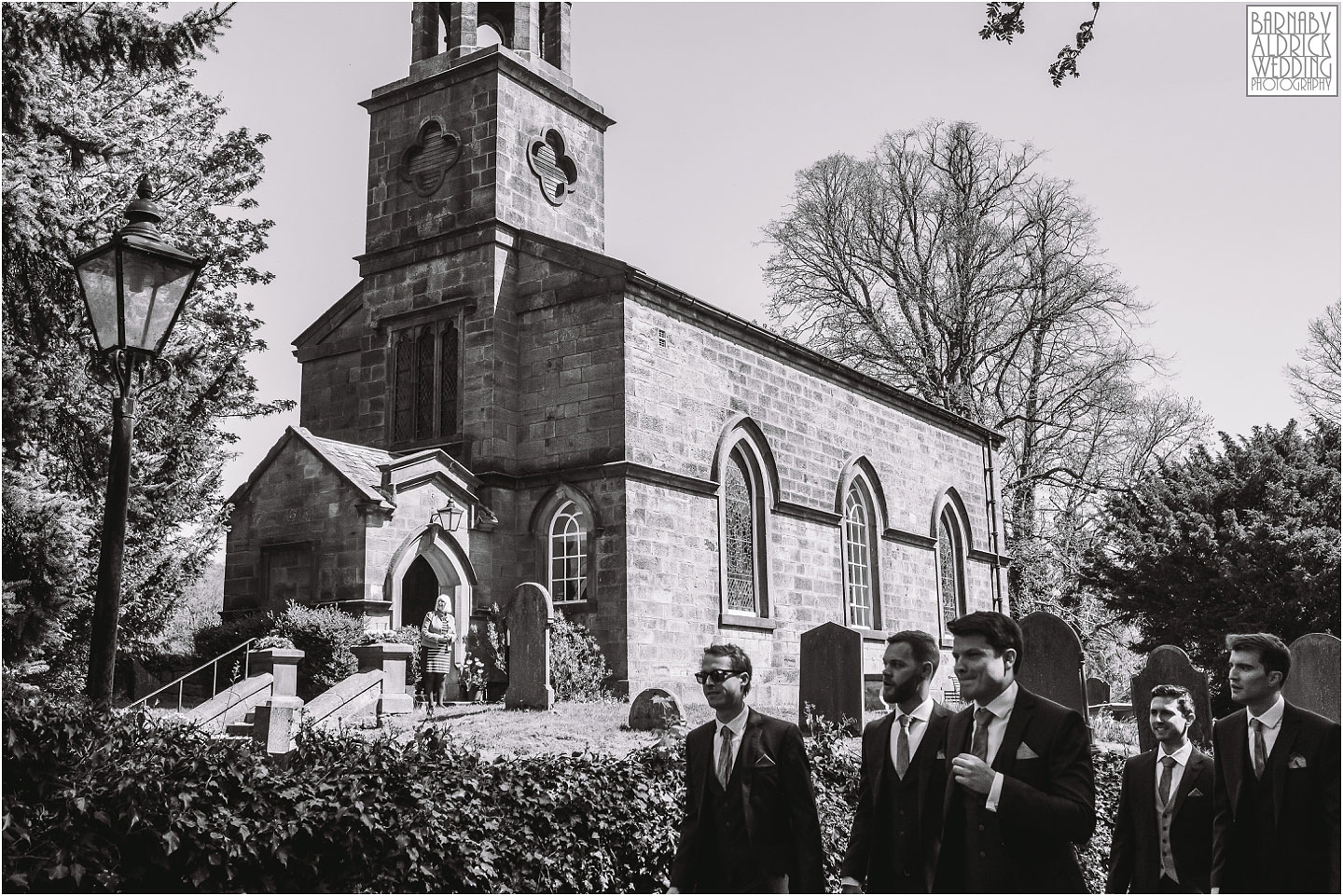 Groomsmen arrive at the church near Denton Hall, Amazing Ilkley Wedding Photos, Best Yorkshire Wedding Photos 2018