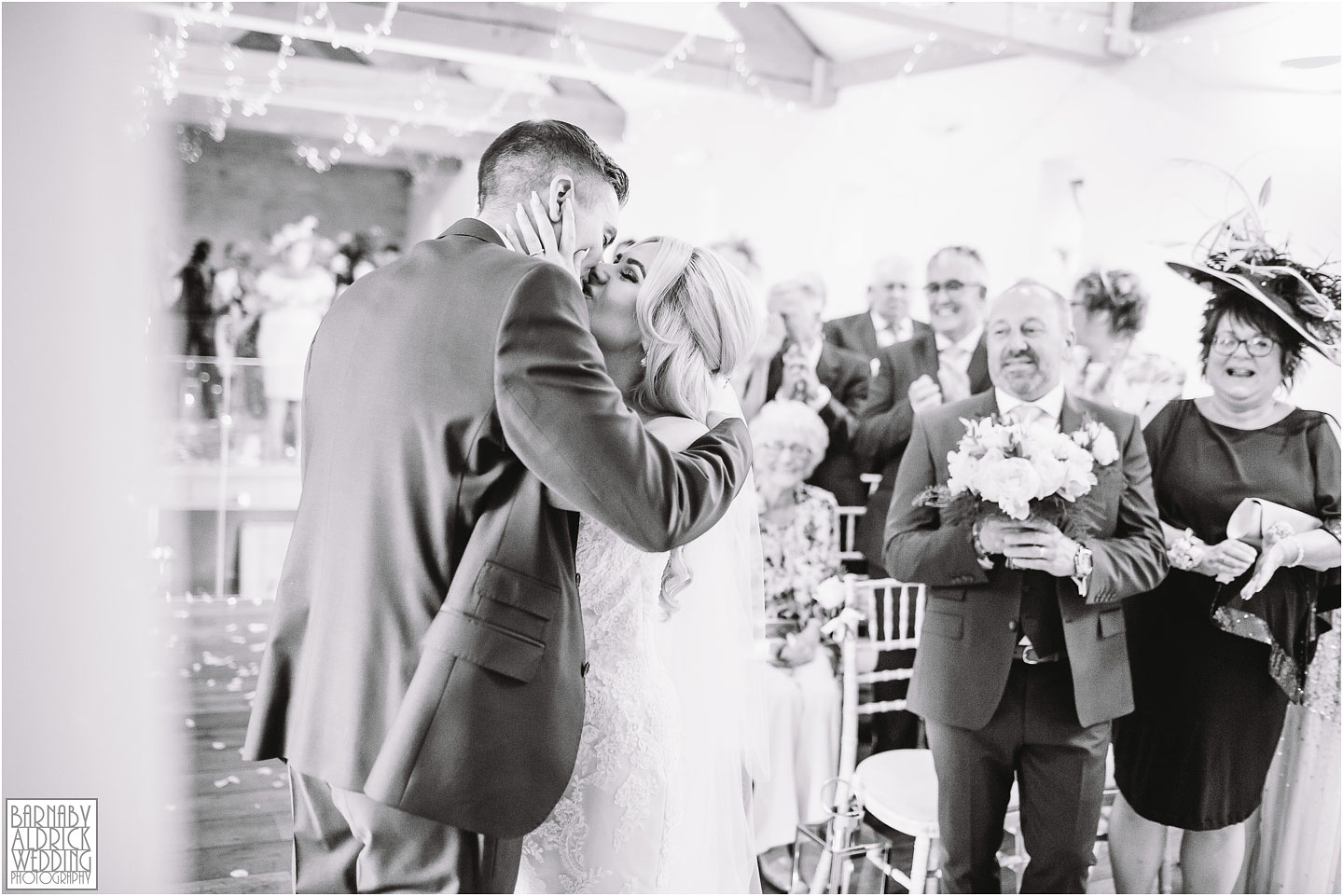 Priory Cottages Wedding ceremony kiss, Amazing Yorkshire Wedding Photos, Best Yorkshire Wedding Photos 2018