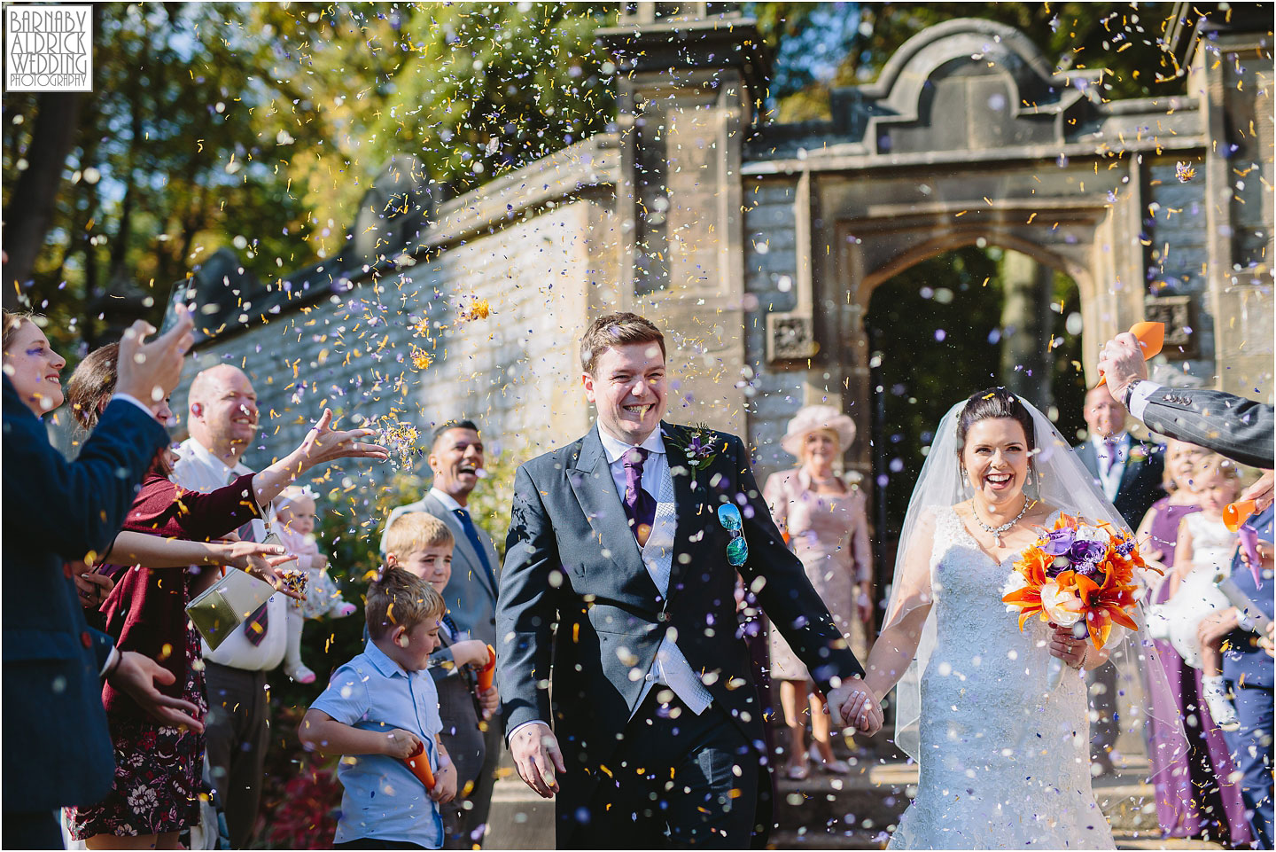 Amazing Confetti photo at Thornbridge Hall, Amazing Derbyshire Wedding Photos, Best Yorkshire Wedding Photos 2018