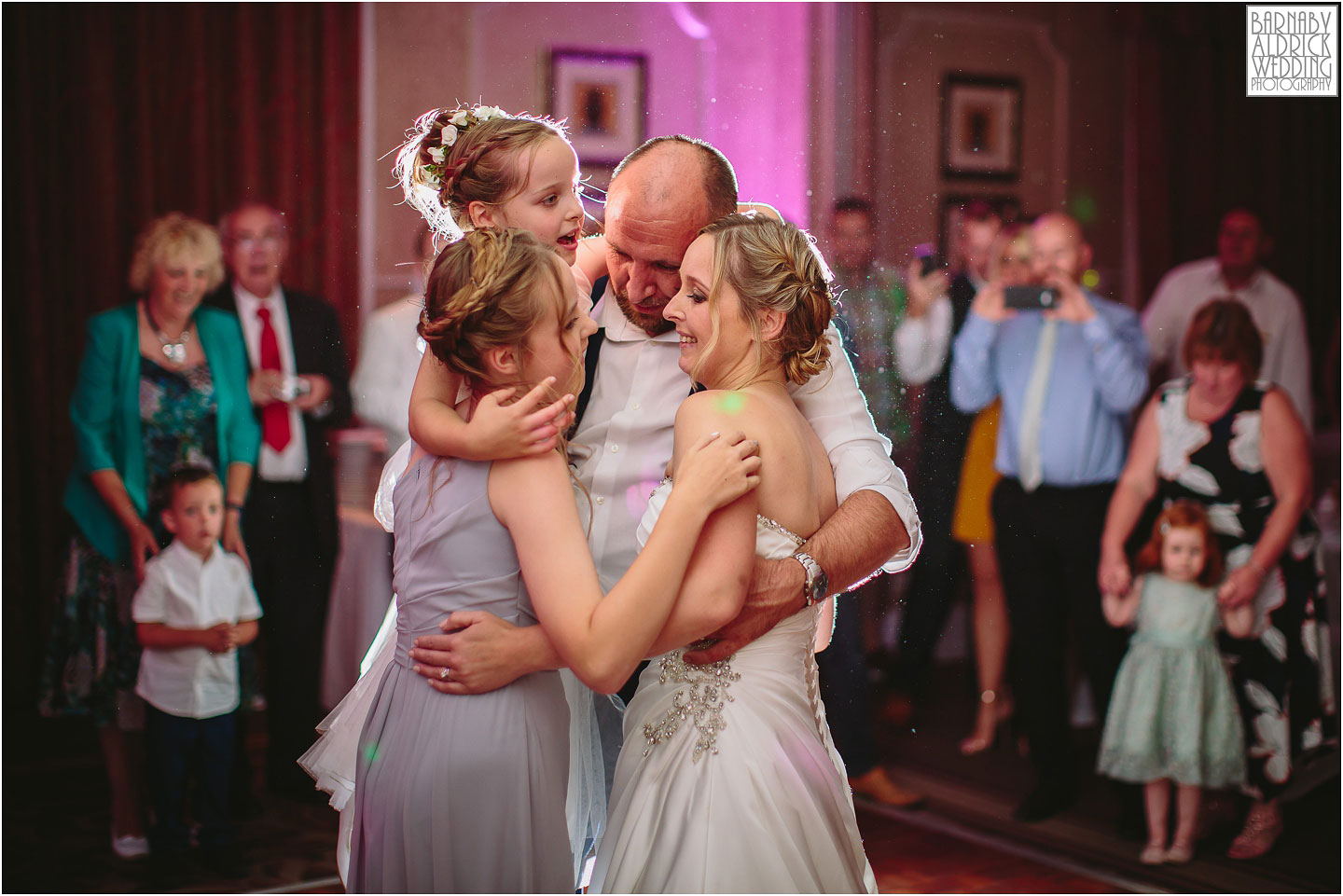 Family wedding photo after first dance at Wood Hall, Amazing Yorkshire Wedding Photos, Best Yorkshire Wedding Photos 2018