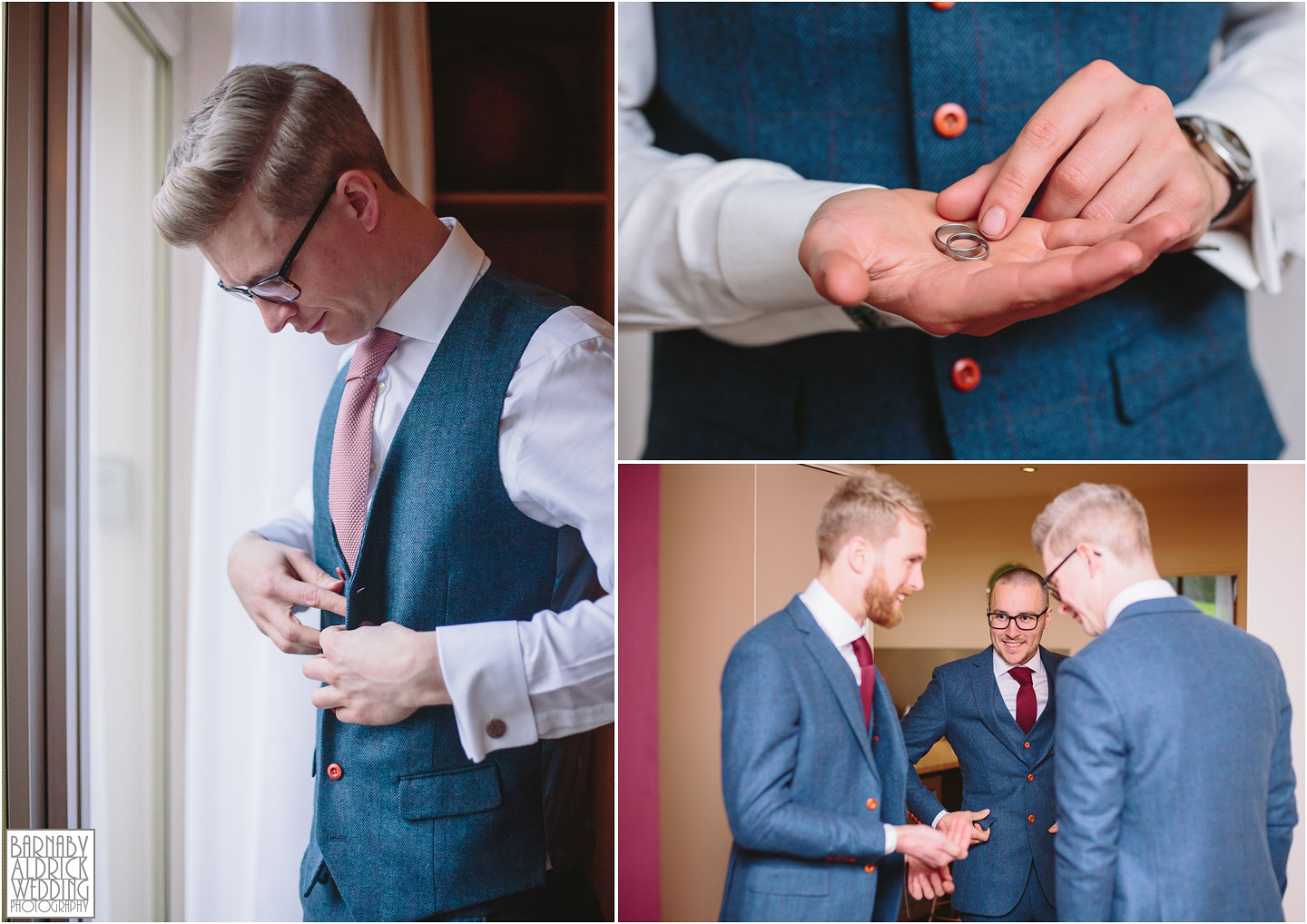 Gents preparation photos at Crow Hill in Marsden, West Yorkshire Winter Wedding, Exclusive Country House wedding venue, Yorkshire Wedding Photographer Barnaby Aldrick