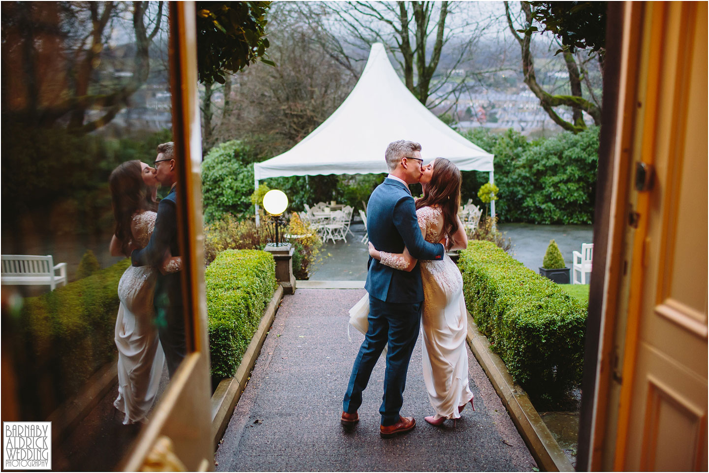 Bride and groom photograph after a civil ceremony at Crow Hill in Marsden, West Yorkshire Winter Wedding, Exclusive Country House wedding venue, Yorkshire Wedding Photographer Barnaby Aldrick