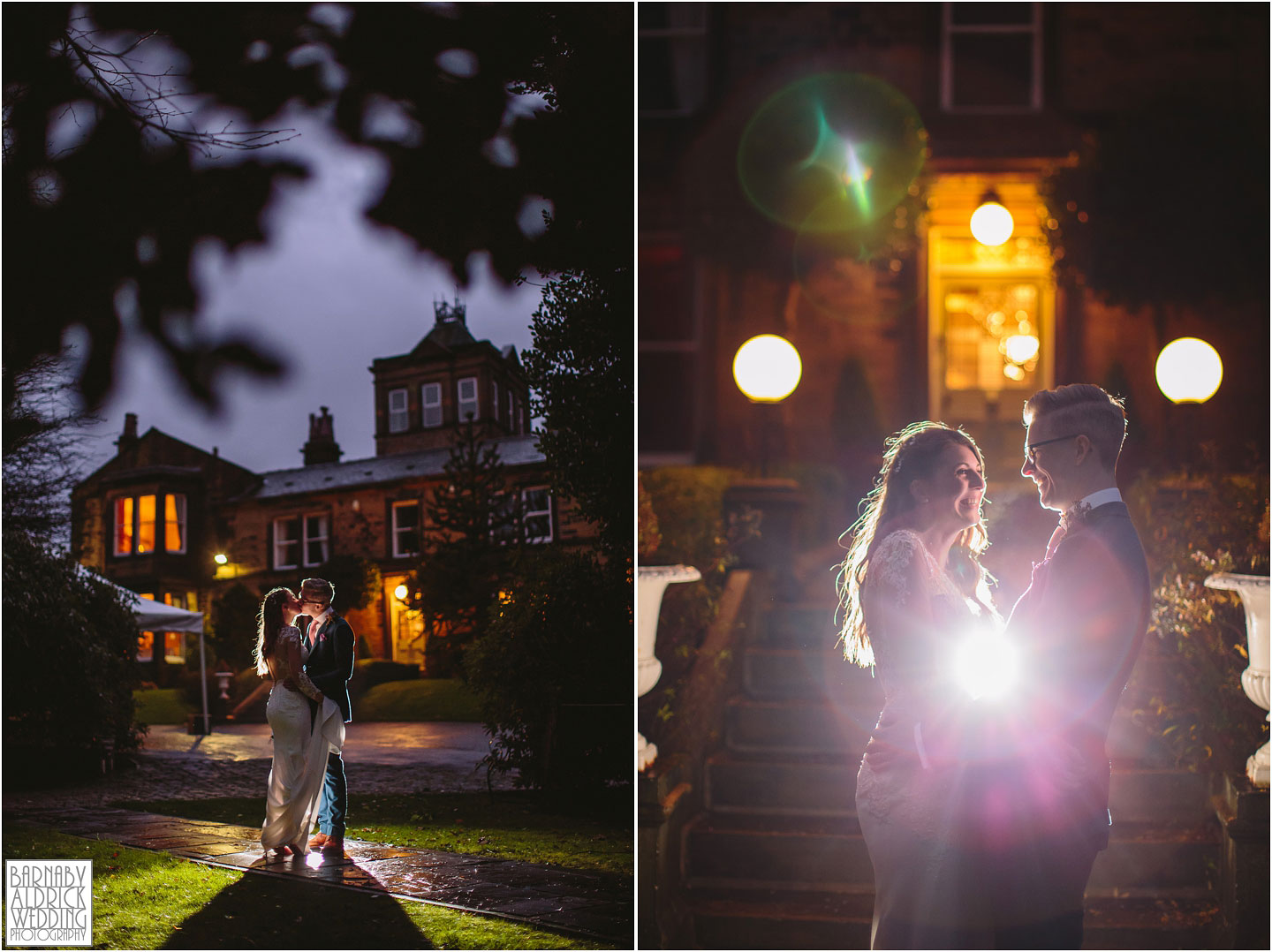 Evening portrait photos at Crow Hill in Marsden, West Yorkshire Winter Wedding, Exclusive Country House wedding venue, Yorkshire Wedding Photographer Barnaby Aldrick