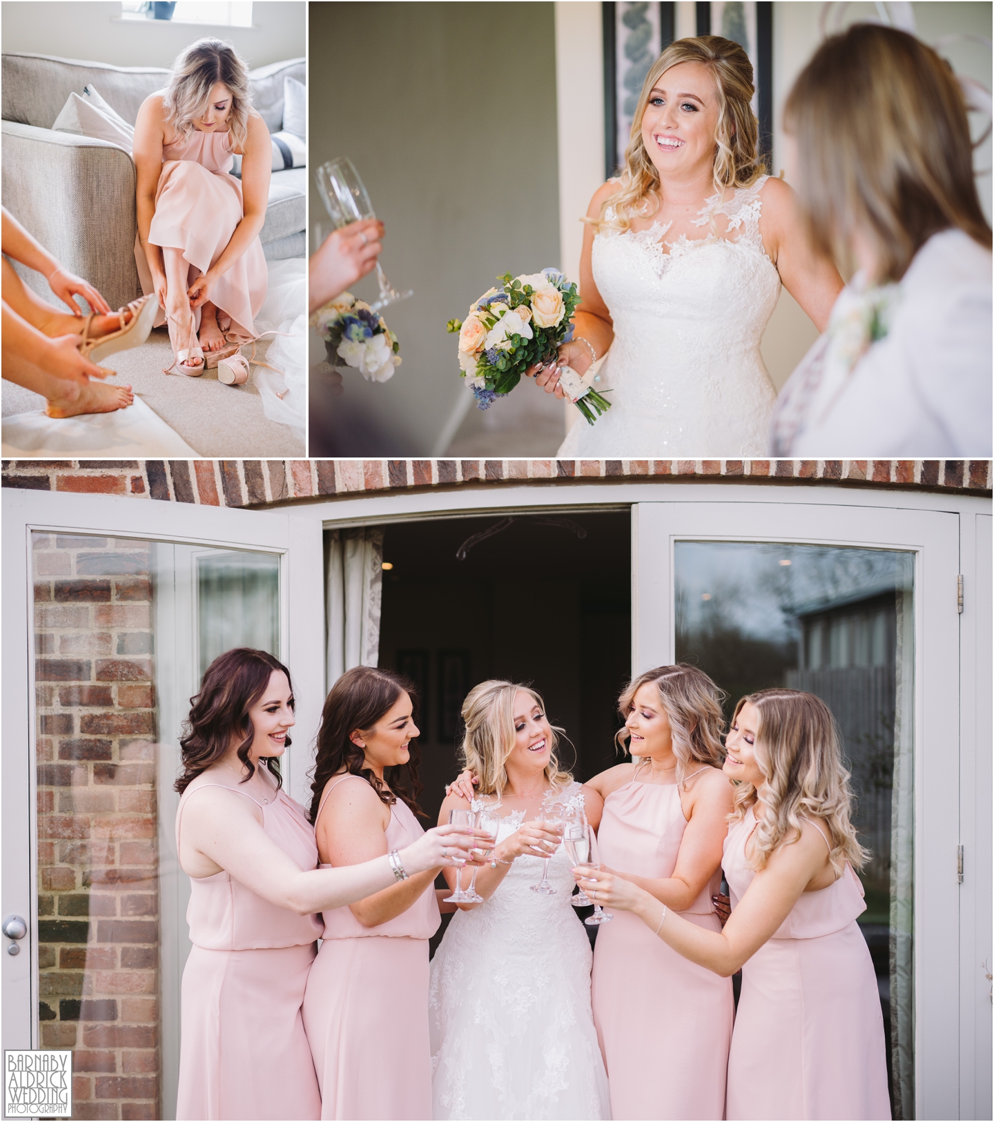 Bride and bridesmaids at Priory Cottages in Wetherby, Priory Cottages Wedding, Spring Wedding