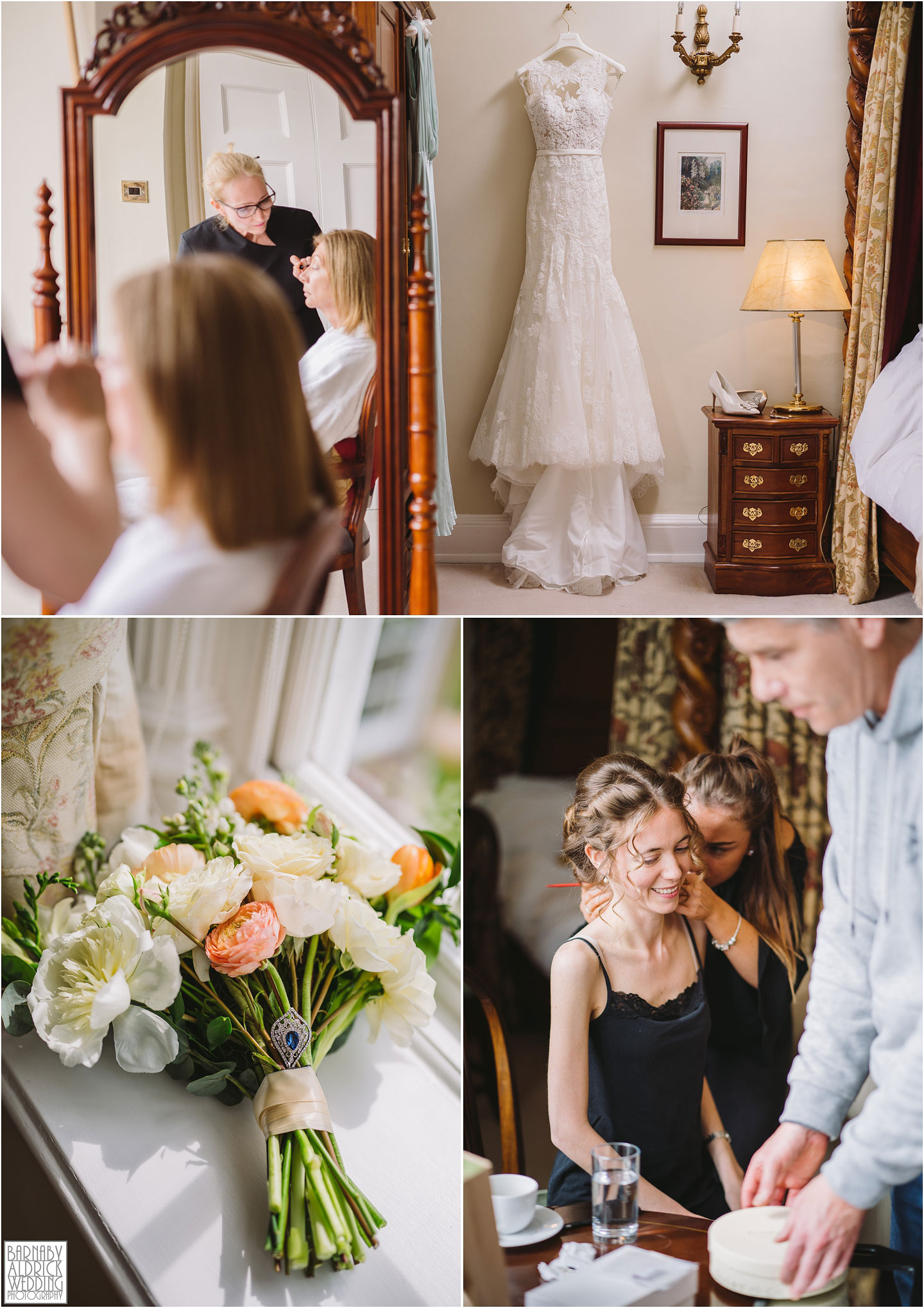 Bridal preparations at Goldsborough Hall stately home wedding venue near Harrogate and Knaresborough in North Yorkshire