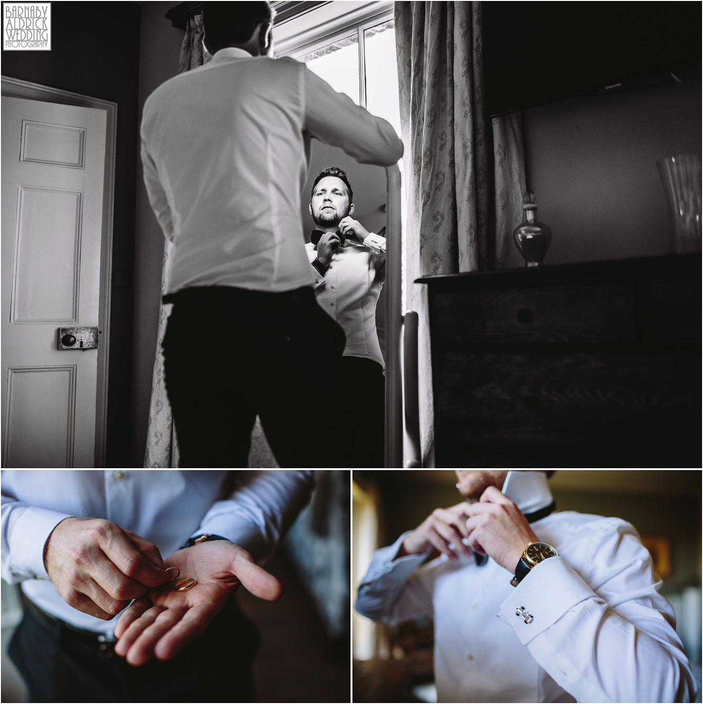 Groom getting ready at Hornington Manor, Wedding band at Hornington Manor, Hornington Manor Wedding Photography, Hornington Manor Wedding Photographer, Yorkshire Wedding, Yorkshire Wedding Photographer, York Luxury Barn Wedding Venue, Yorkshire farmhouse Wedding Barn