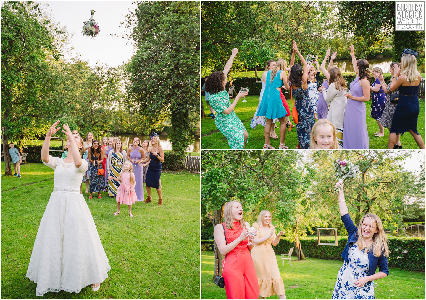 Wedding bouquet toss photo at The Pheasant Hotel Harome, The Pheasant Hotel Wedding Helmsley, Wedding Photography at The Pheasant Hotel North Yorkshire, North Yorkshire Wedding Photographer