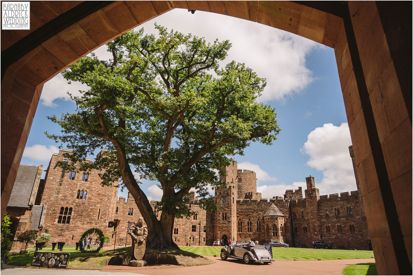 Wedding car at Peckforton Castle, Cheshire Wedding Photography at Peckforton Castle, Peckforton Castle Wedding, UK Castle Wedding