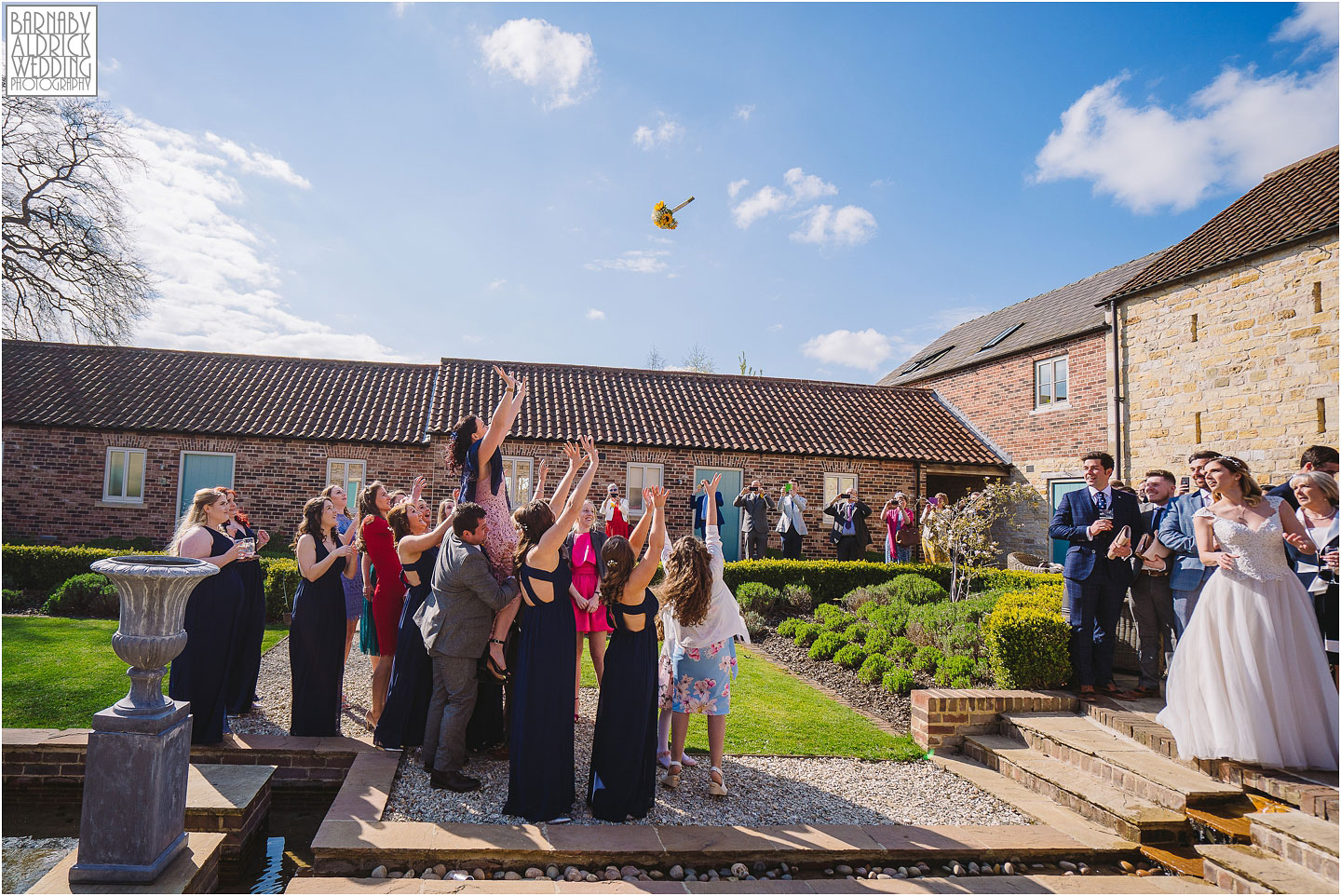 Priory Cottages bouquet toss photo