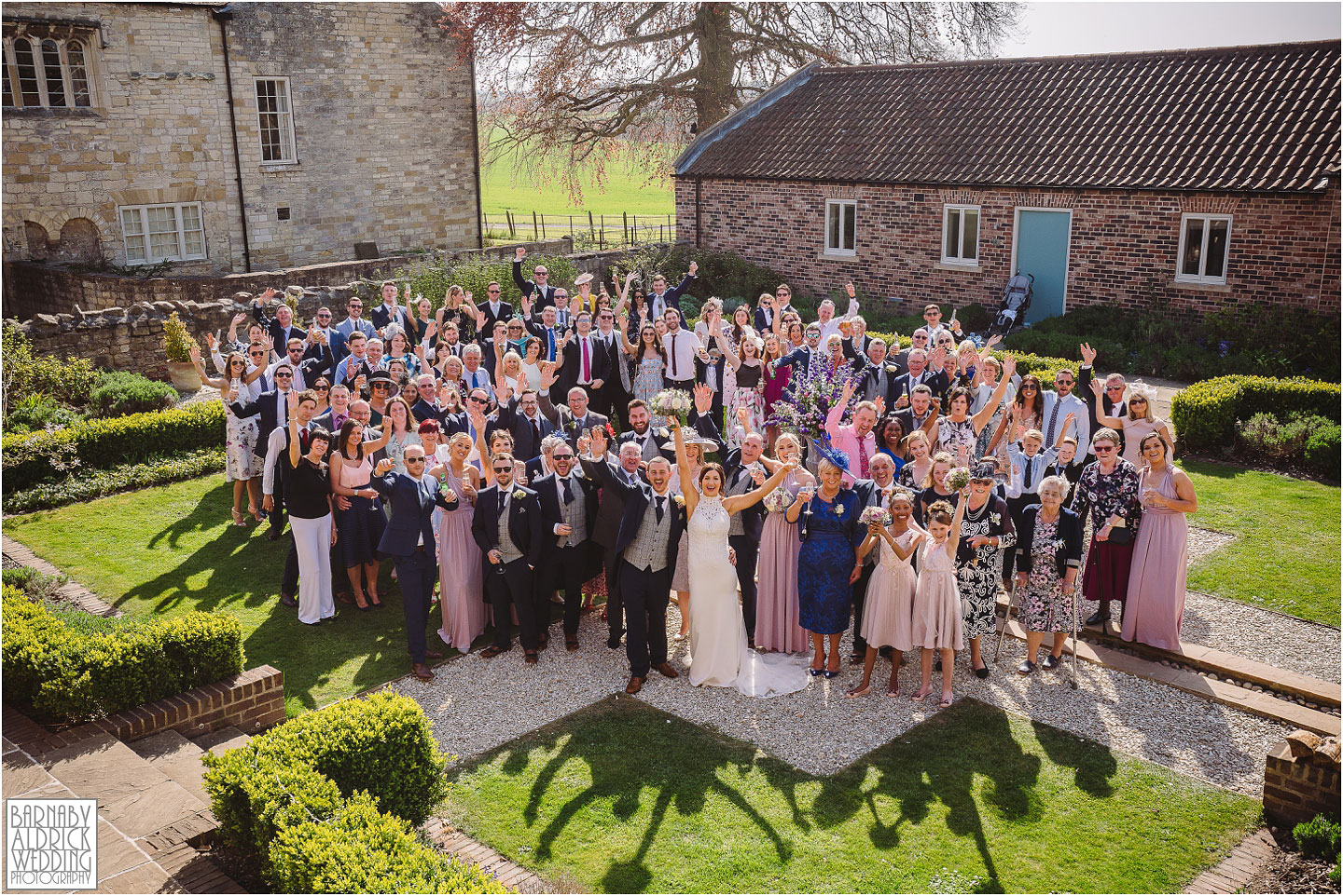 Priory Cottages Group photo around the pond