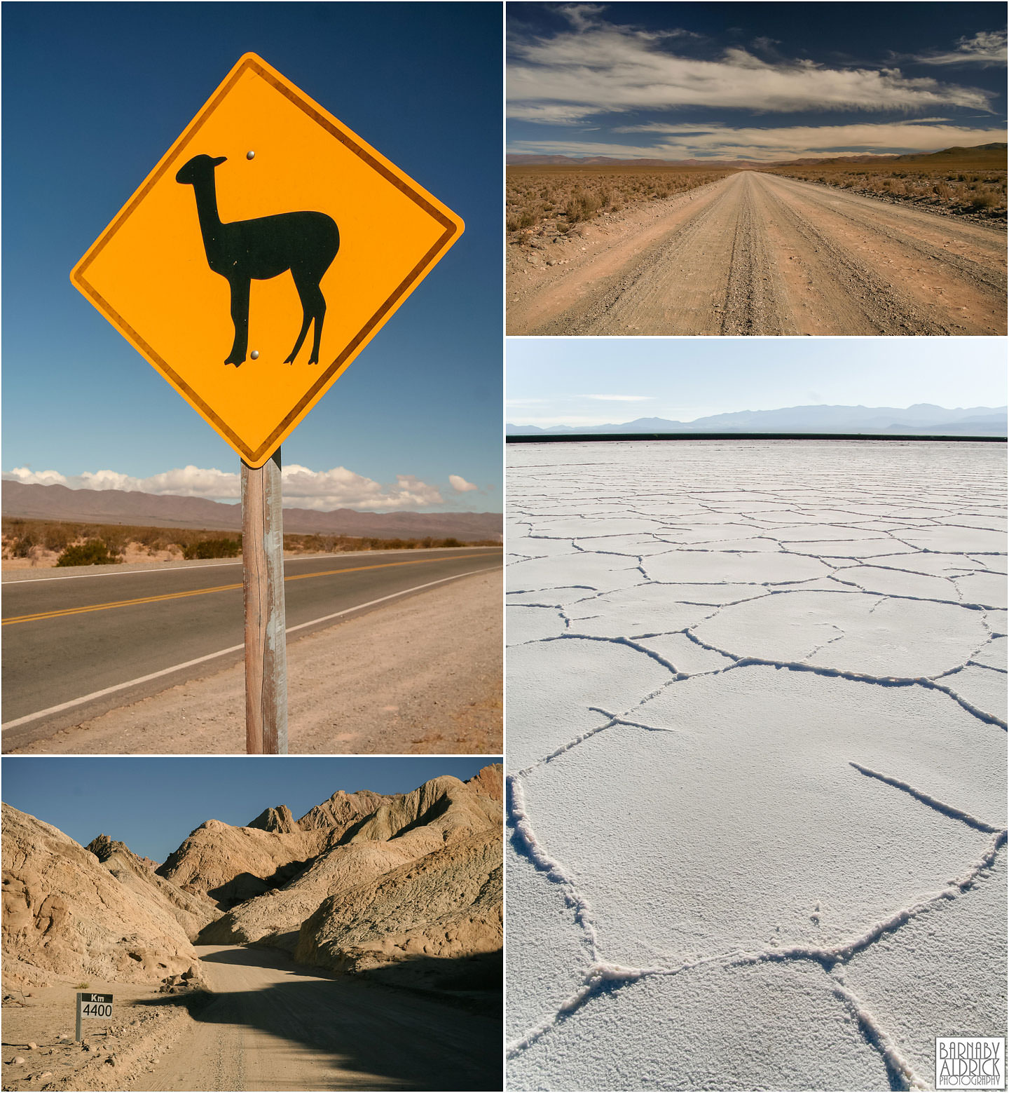 Mendoza Salta landscape Argentina, Warning Llama sign, Salinas Grandes Argentina