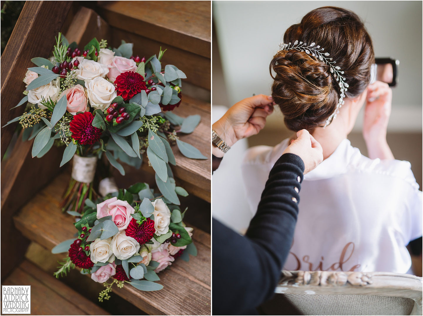 Wedding Flowers by Busy Liz’s in Yorkshire, Wedding hair by Debbie Chalmers