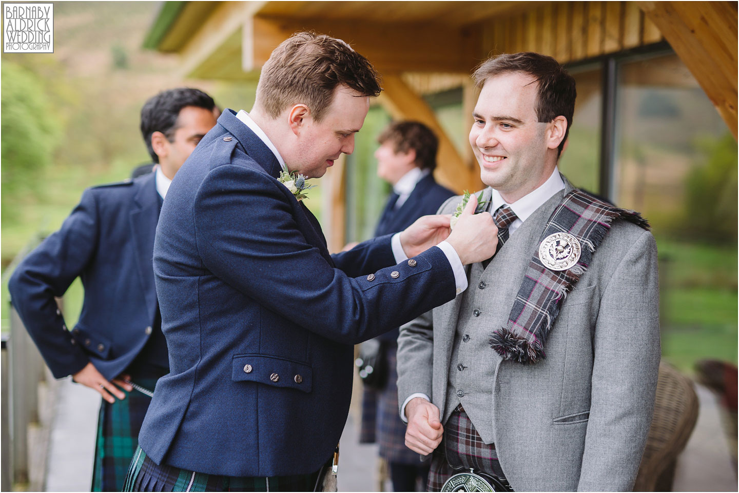 Groom's preparations, Kilt wedding, Thistle buttonhole, Carrick Castle Estate Lodge Wedding, Loch Goil Wedding photos, Argyll Forest Park Wedding Scotland, Scottish Wedding, Scottish Lockdown Wedding, Scottish Wedding