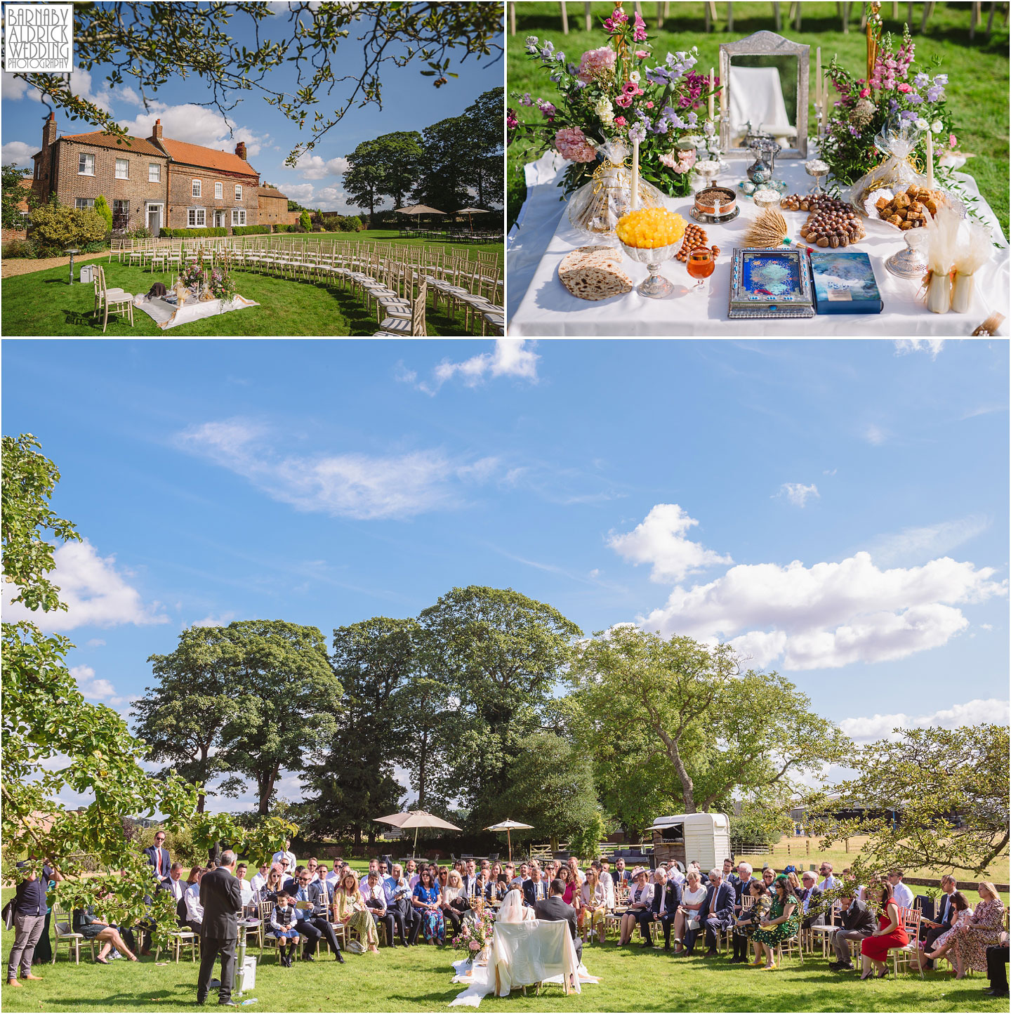 Iranian outdoor wedding ceremony at Hornington Manor luxury barn wedding venue near York in North Yorkshire