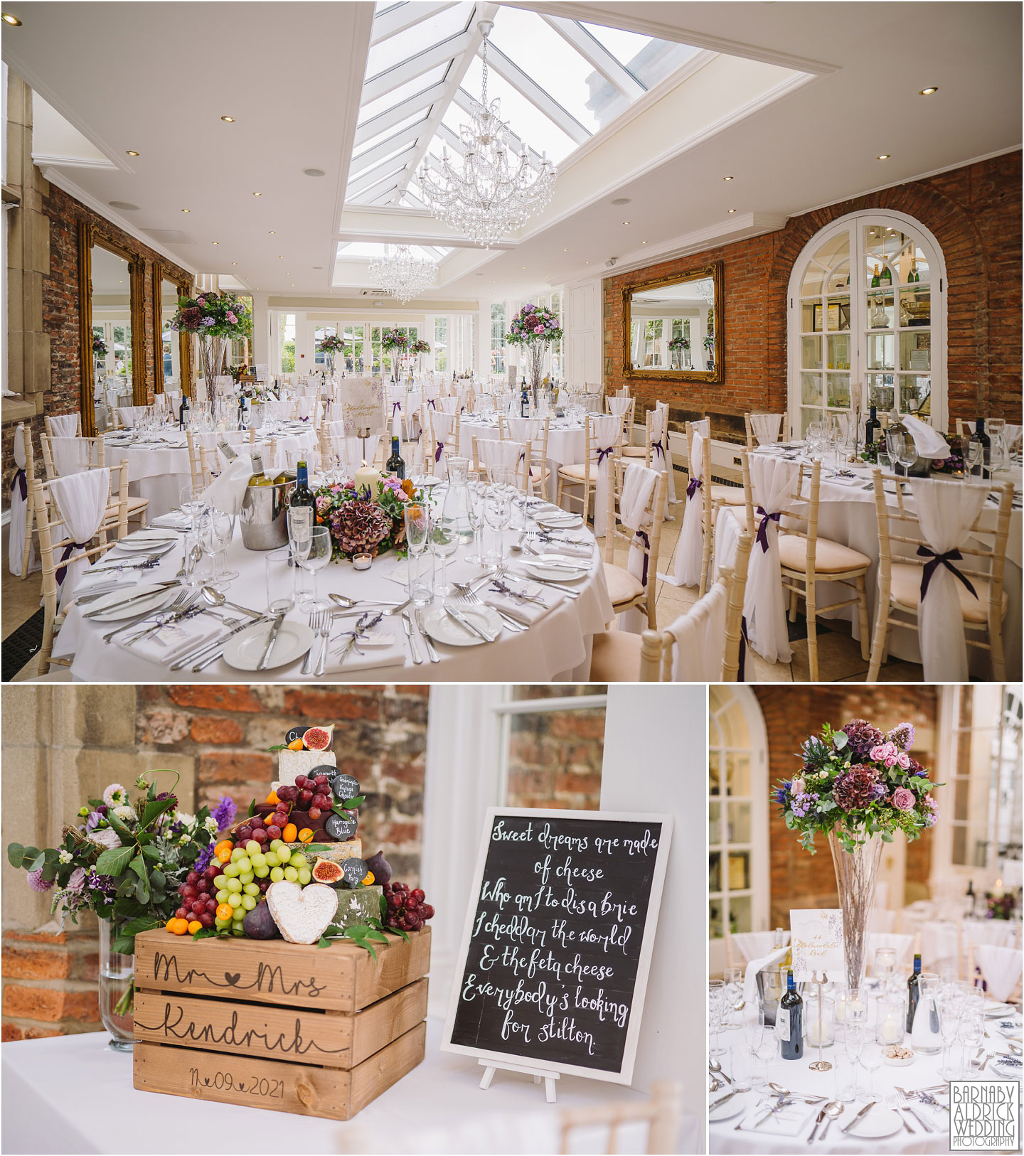 Wedding breakfast in the orangery at Goldsborough Hall, Goldsborough Hall Wedding Photography, Yorkshire Wedding, Yorkshire Wedding Photographer, Knaresborough Wedding, Harrogate wedding venue, Yorkshire Stately House Wedding