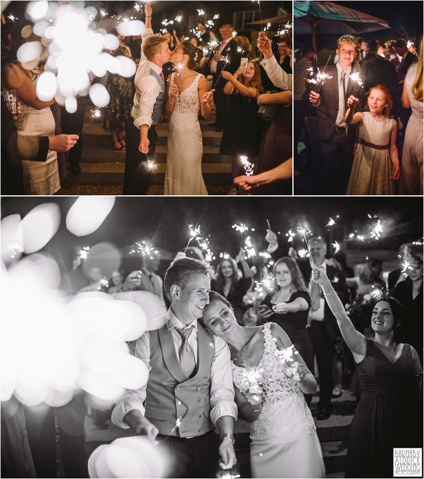 Sparklers wedding photos at Goldsbrough Hall