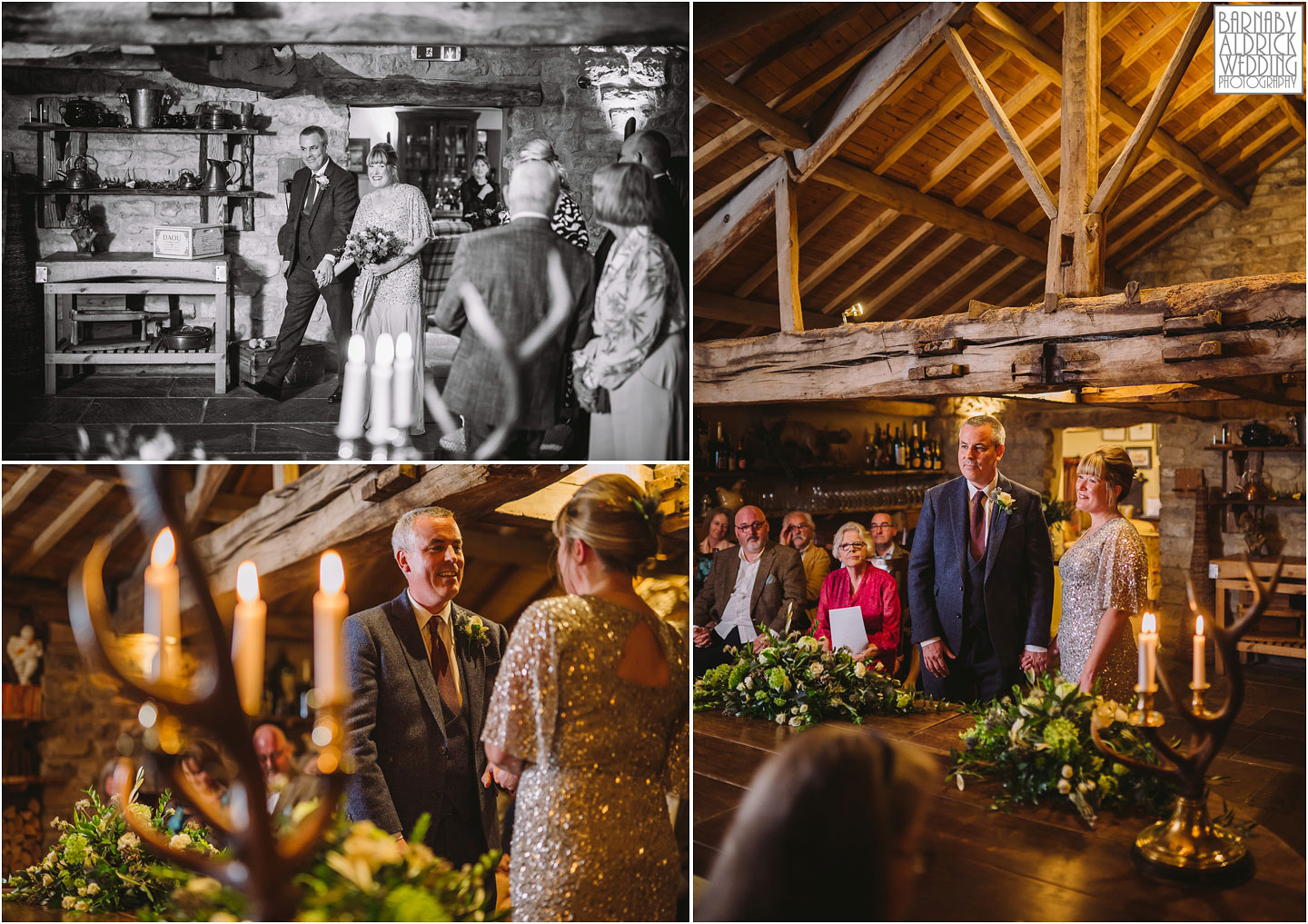The wedding ceremony at The cross house lodge by the Star Inn in Harome, Wedding Photography by Yorkshire Wedding Photographer Barnaby Aldrick, Star Inn wedding, Yorkshire wedding, Helmsley Wedding, Michelin Star Wedding venues