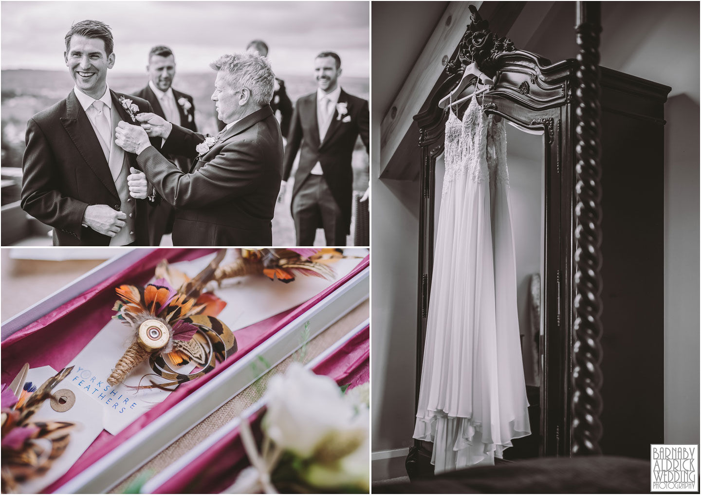 Unusual Wedding corsage, Yorkshire wedding photography, 